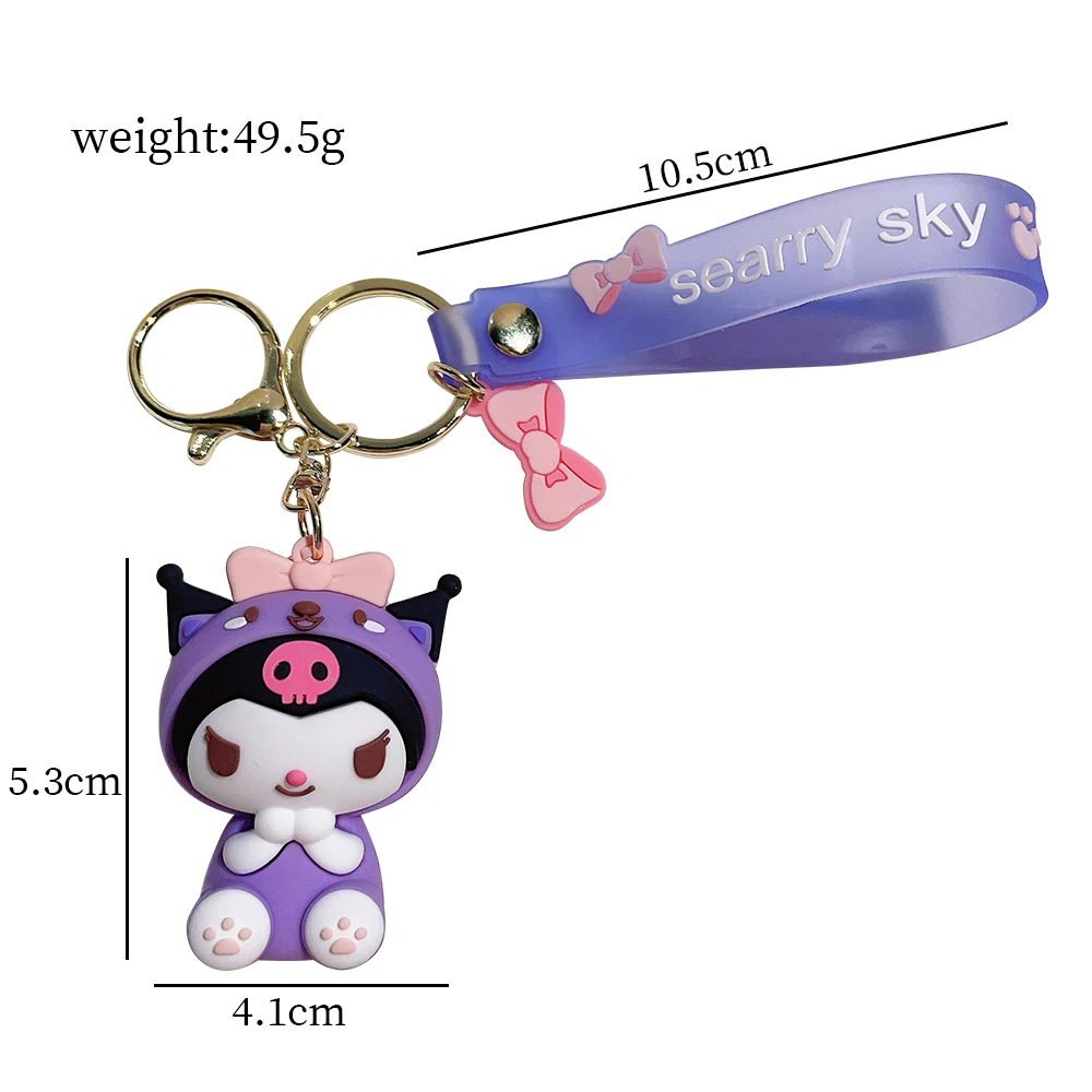 Sanrio Hello Kitty Kawaii Keychains Cute Cartoon Kuromi Melody Keyrings Lovely Anime Figure Modle Pendant Keyholder for Girls