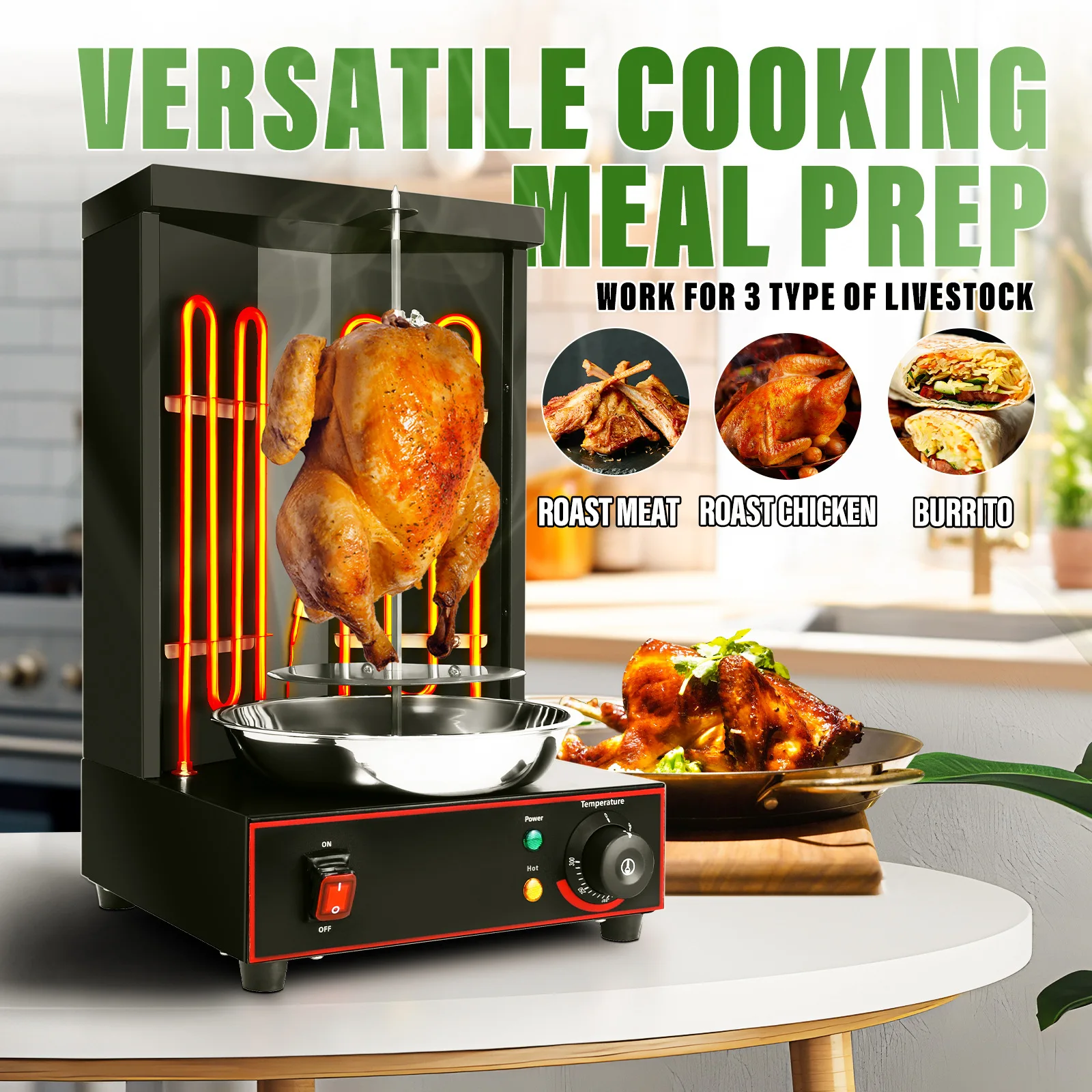 

Suitable for Cross-border commercial black small Middle East barbecue grill electric automatic rotation movable Brazilian barbec