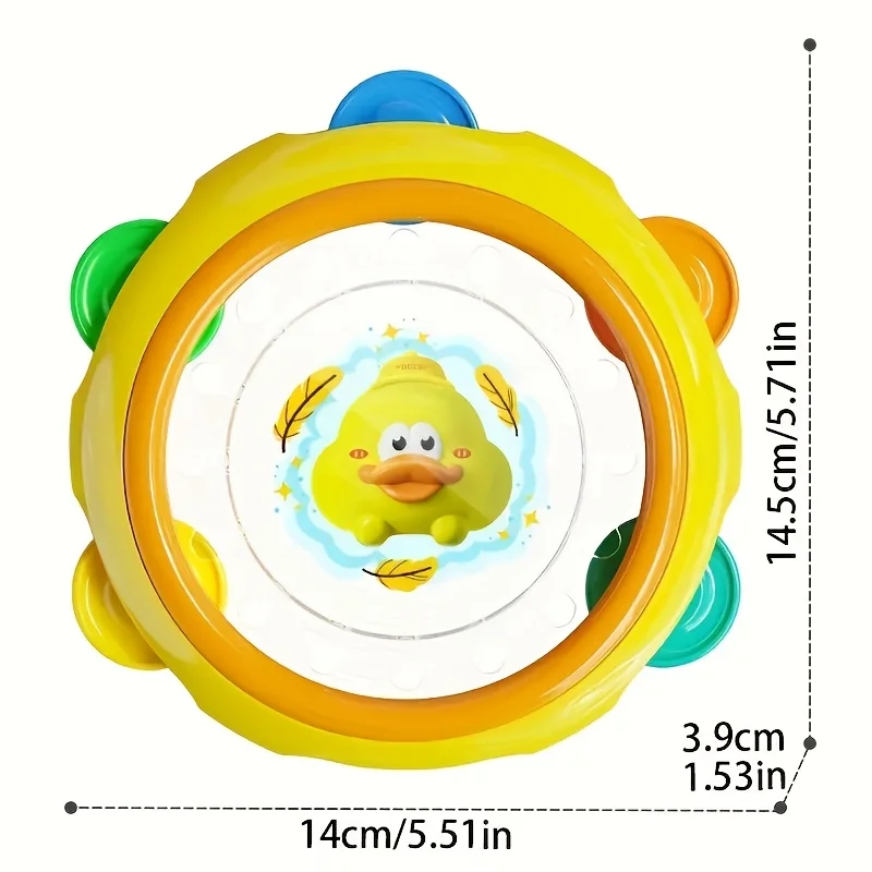Cartoon frog and duck tambourine ring, Vibrating tambourine, suitable for children 0-3 years old clapping toy image 4