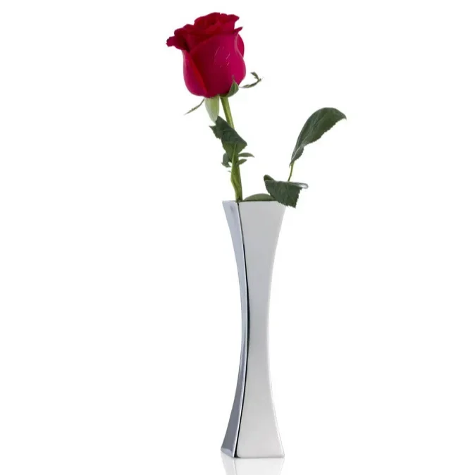 Europe Style Stainless Steel Square Vase Desktop Flower Bottle Single Metal Vase Nordic Style Home Decor Nordic Vase