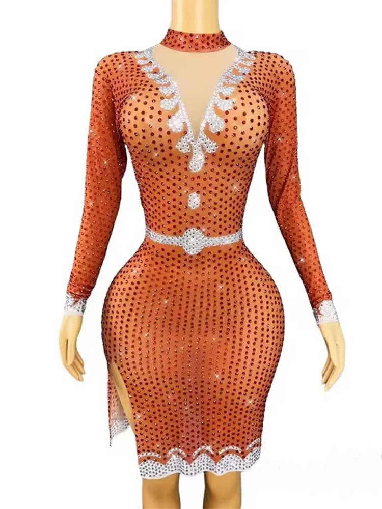 Robe fendue élastique, estampage à chaud, haute qualité, nouvelle mode, vêtements personnalisés pour femmes, 2025