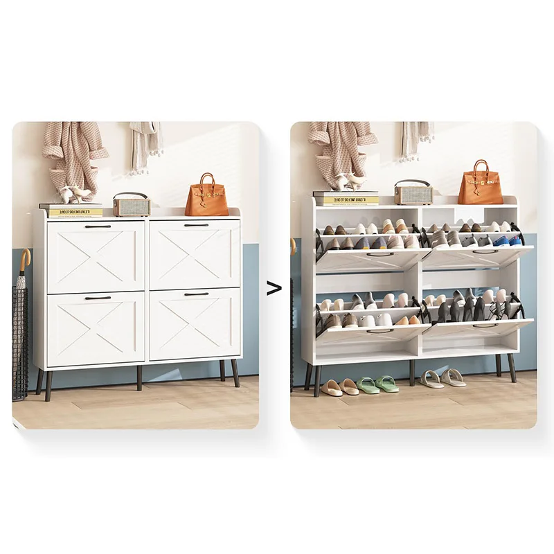 

Panel entryway multi-layer flipping shoe cabinet