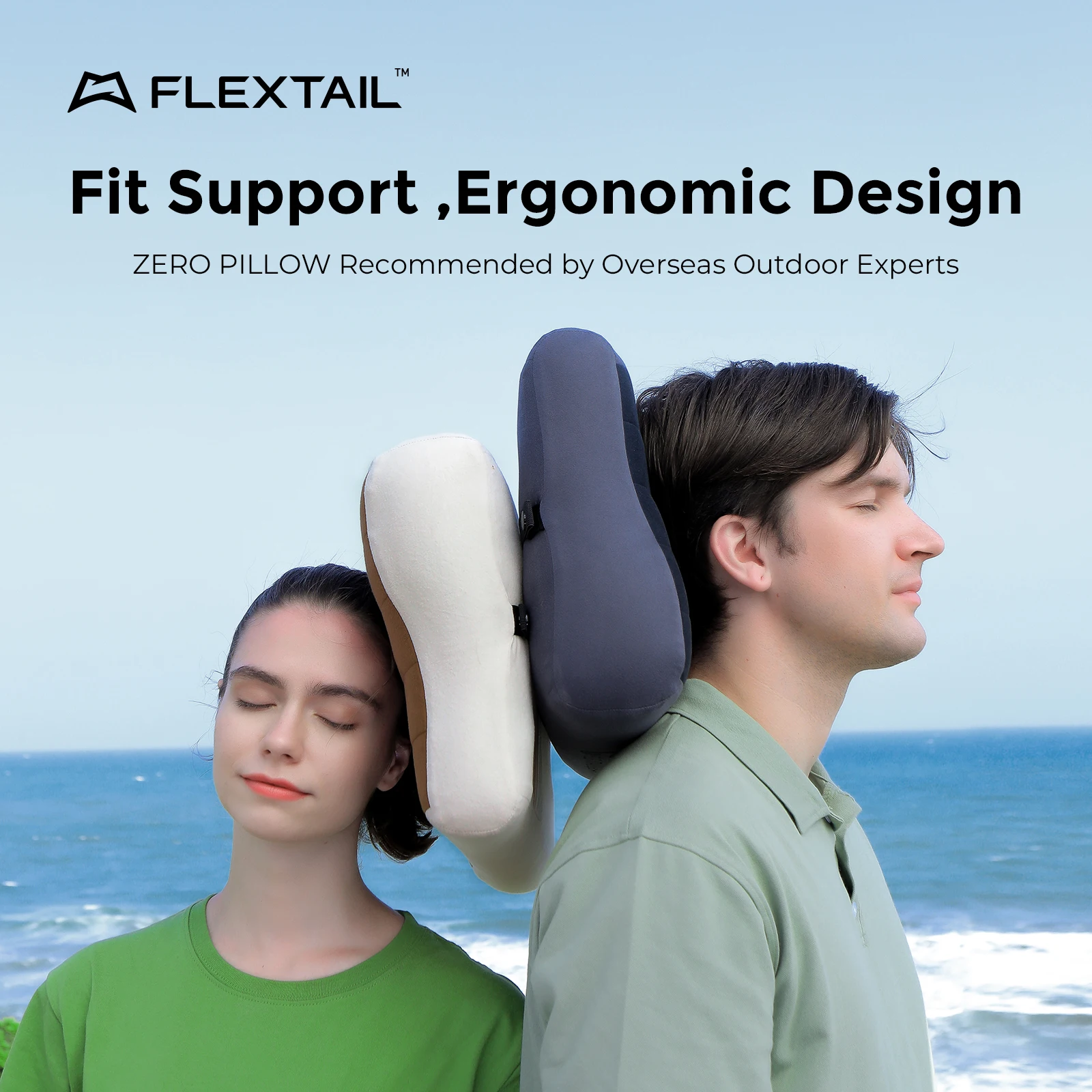 

FLEXTAIL ZERO PILLOW/ ZERO PILLOW SE - Camping Pillow, Inflatable Pillow with Elastic Strap, Ergonomic Design,Two Height Options