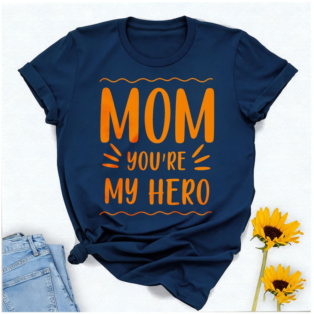 Heartfelt Mom You're My Hero Happy Mother's Day  Gift To Honor Your Super Mom Perfect Designed Art Bold Orange Graphic T-shirts