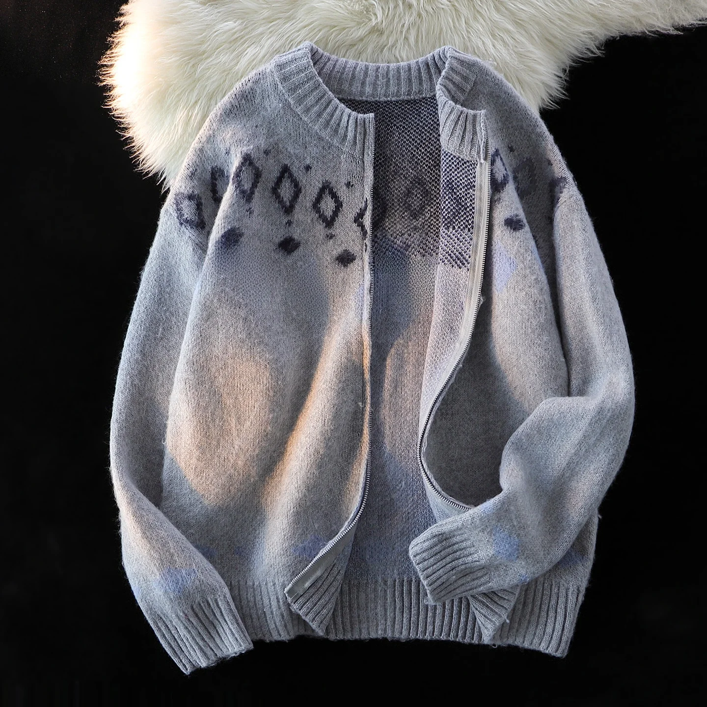 

Вязаный кардиган-свитер утепленный осенне-зимний мужской повседневный модный с узором стеганой вязки теплый верхний слой для пар в стиле Lazy Style