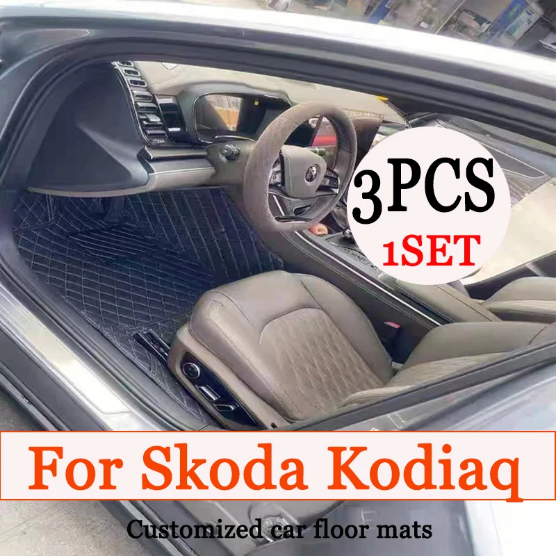 

Автомобильные коврики для Skoda Kodiaq NS7 2017 ~ 2022 2021 2020, автомобильные ковры, коврики, кожаный напольный коврик, детали интерьера, автомобильные аксессуары, 5 сидений