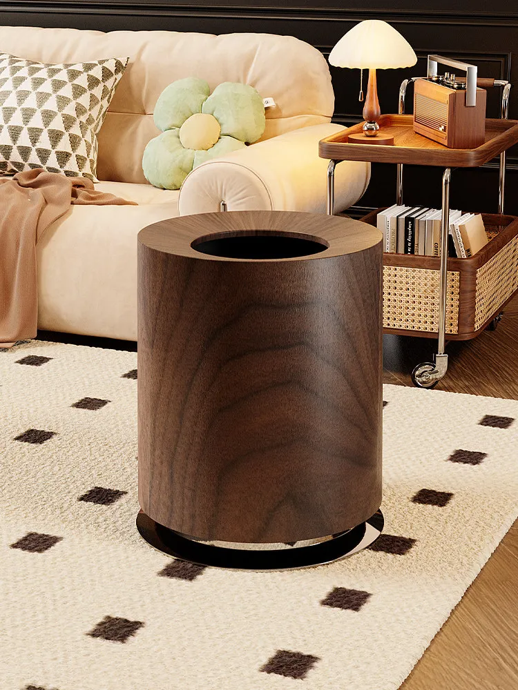 WW high value light luxury wood grain trash can living room bedroom office kitchen bathroom antique large capacity paper