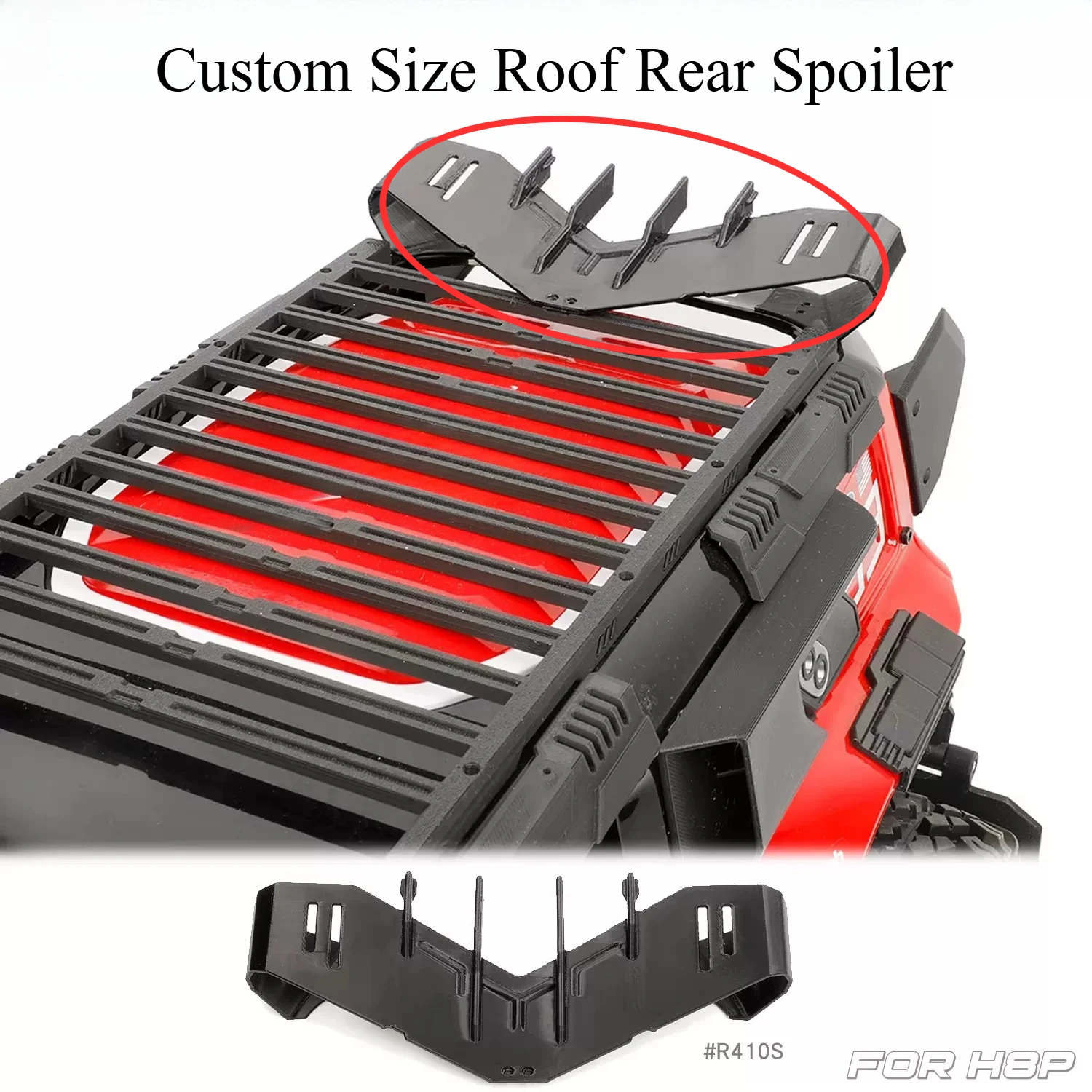 High Quality Custom Size Roof Rear Spoiler Exterior Decor Upgrade Parts for 1/8 Scale MJX H8P RC Crawler Body Shell Accessories