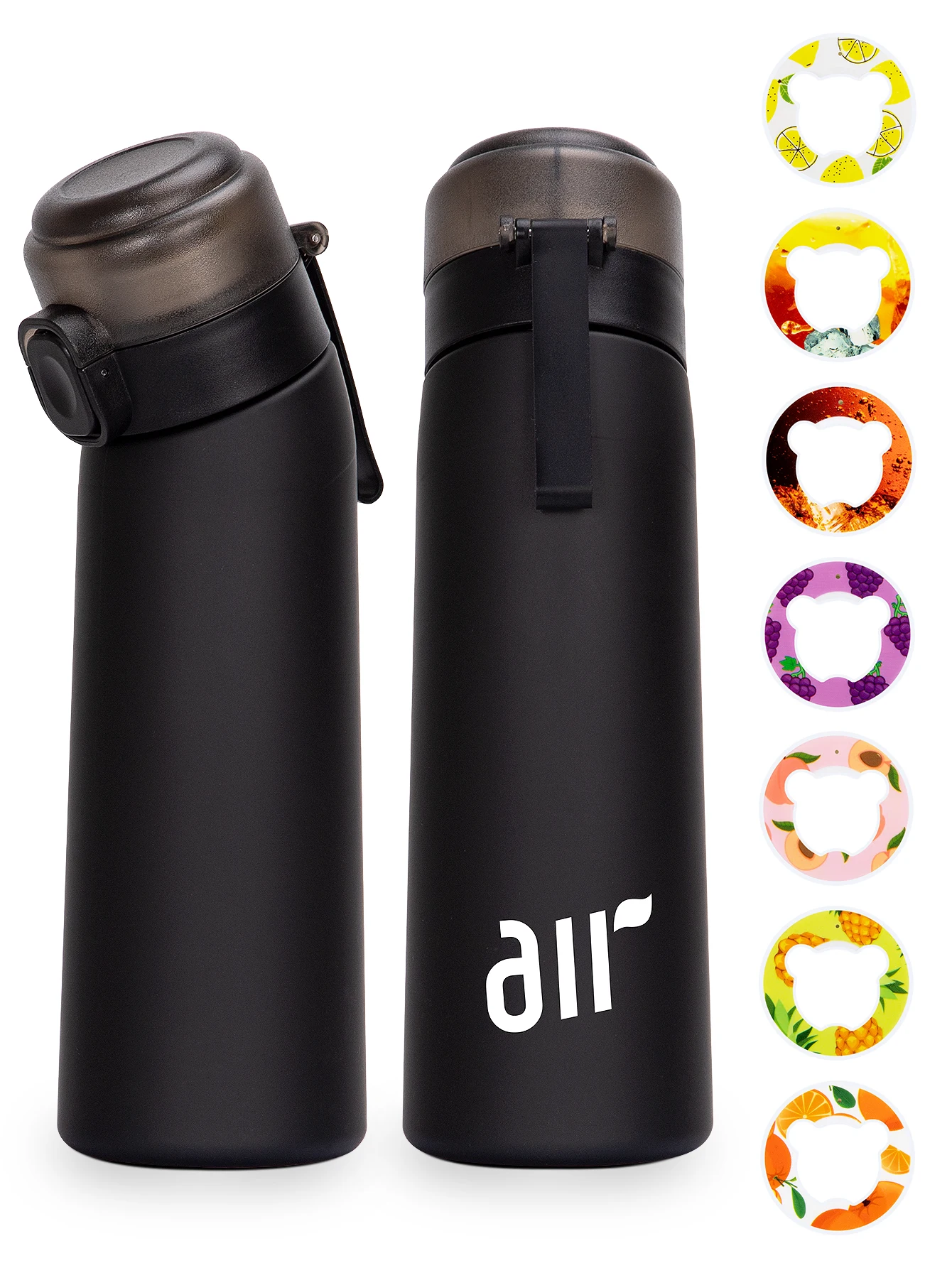 

1 шт. воздушная бутылка для воды с 1 шт. стручками произвольного вкуса портативная прозрачная чашка для воды с соломинкой герметичная для занятий спортом на открытом воздухе