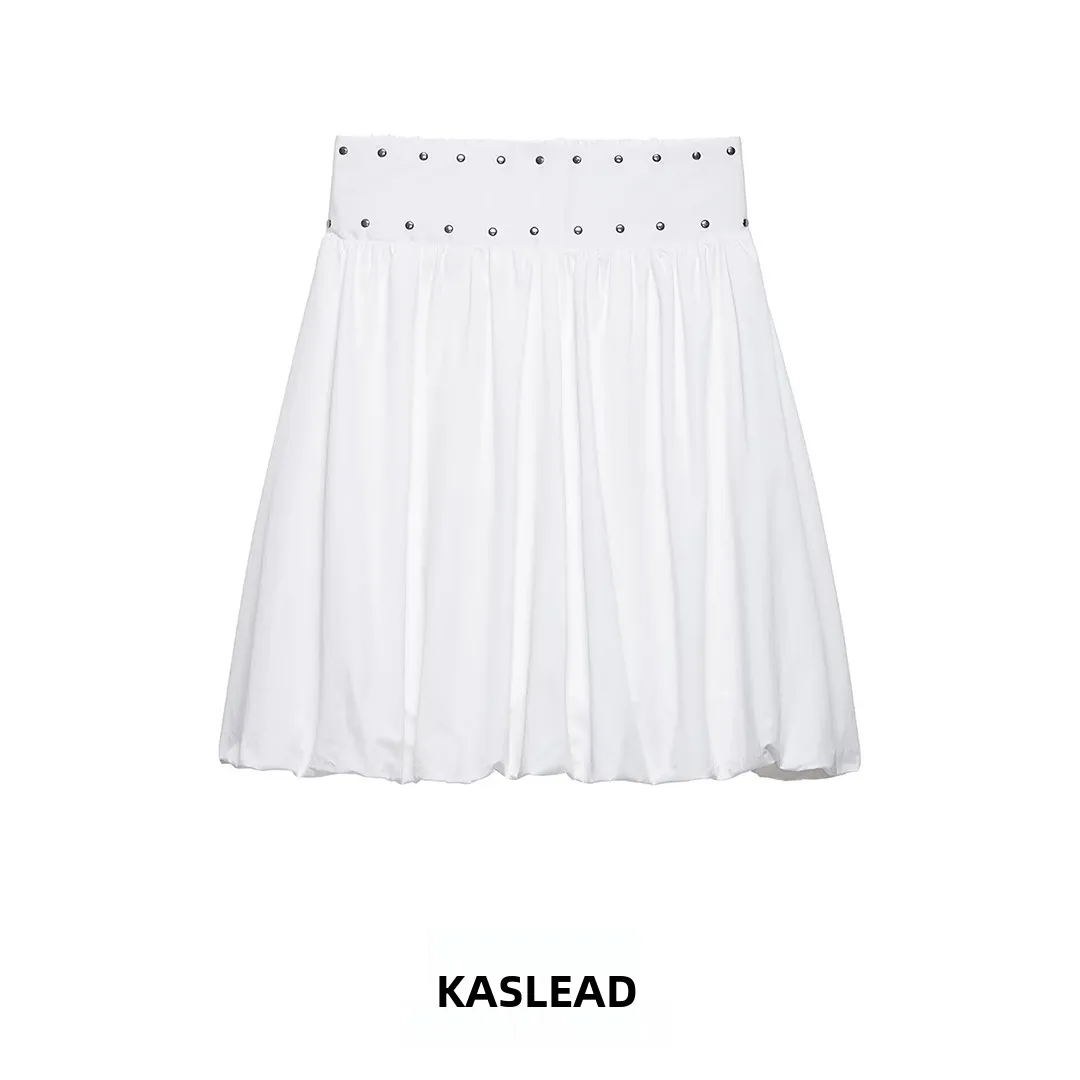 

Модная юбка-миди KASLEAD с заклепками и декором из пайеток, женская, с завышенной талией, из полиэстера, весна 2026, новинка