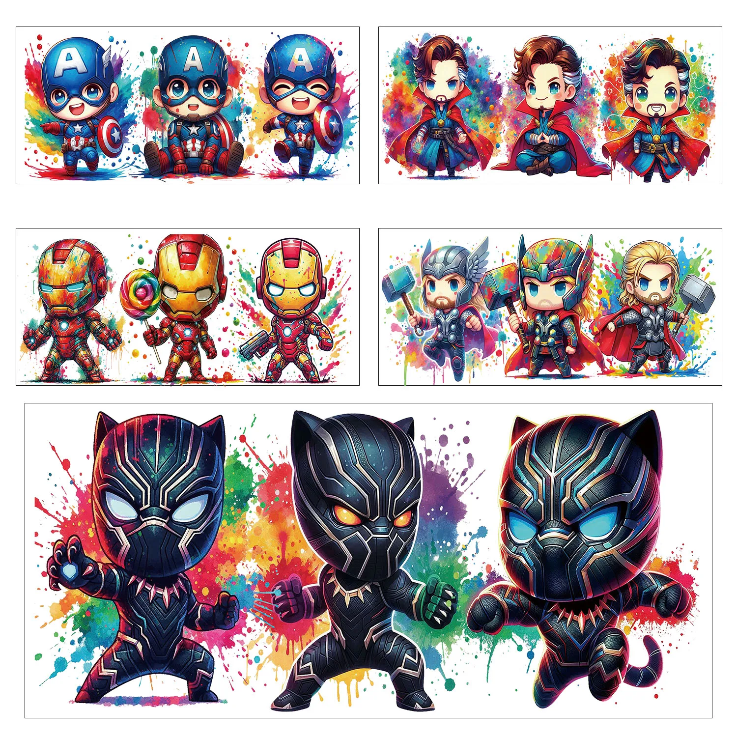 

5 sheets watercolor Mickey anime Easy peel waterproof DIY Decals 3D transfers uvdtf crystal stickers 16oz uv dtf cup wraps