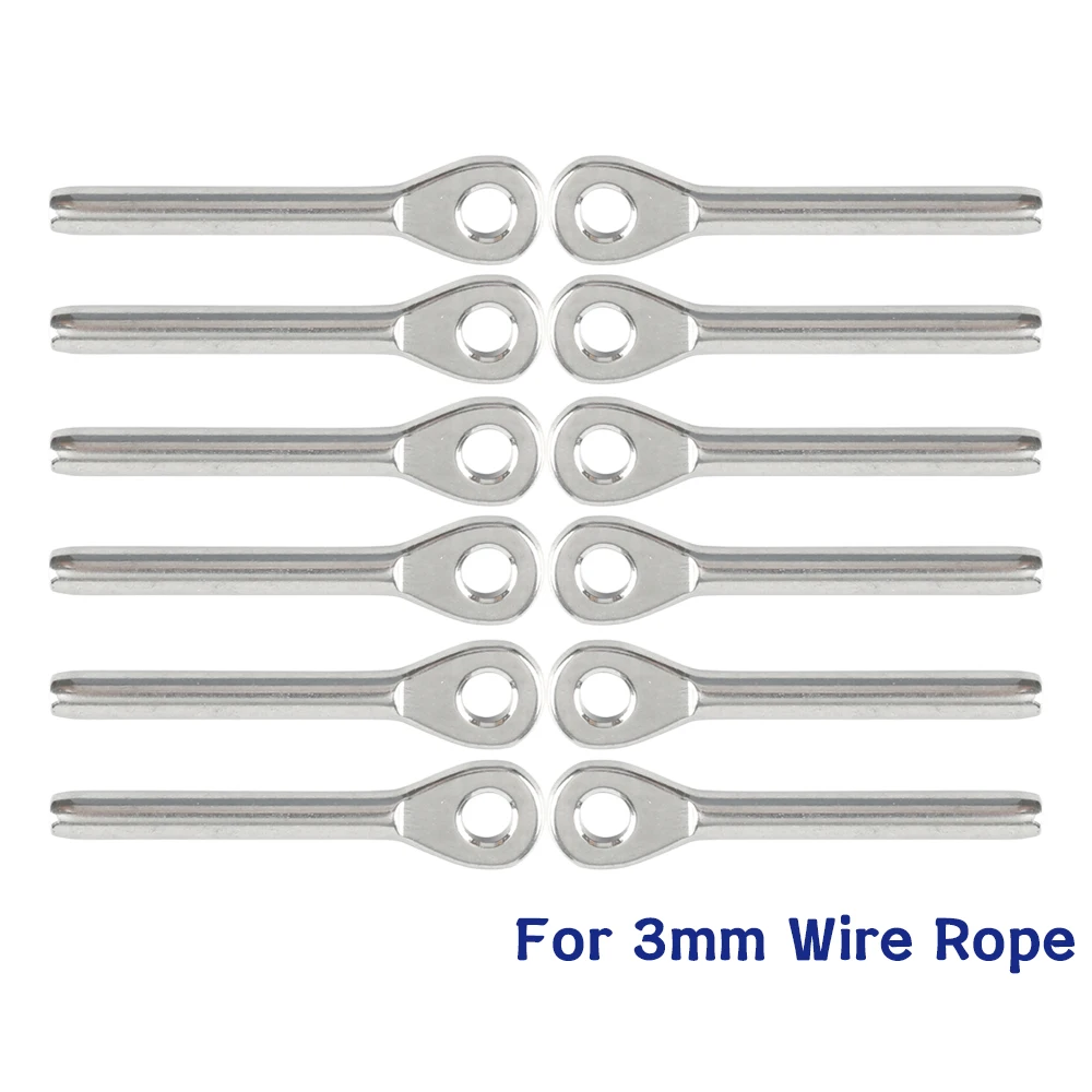 12pcs 3mm Swage Eye Terminal T316 Stainless Steel Wire Rope Fitting For 1/8'' Cable Railing Assemblie Tensioner Marine Hardware