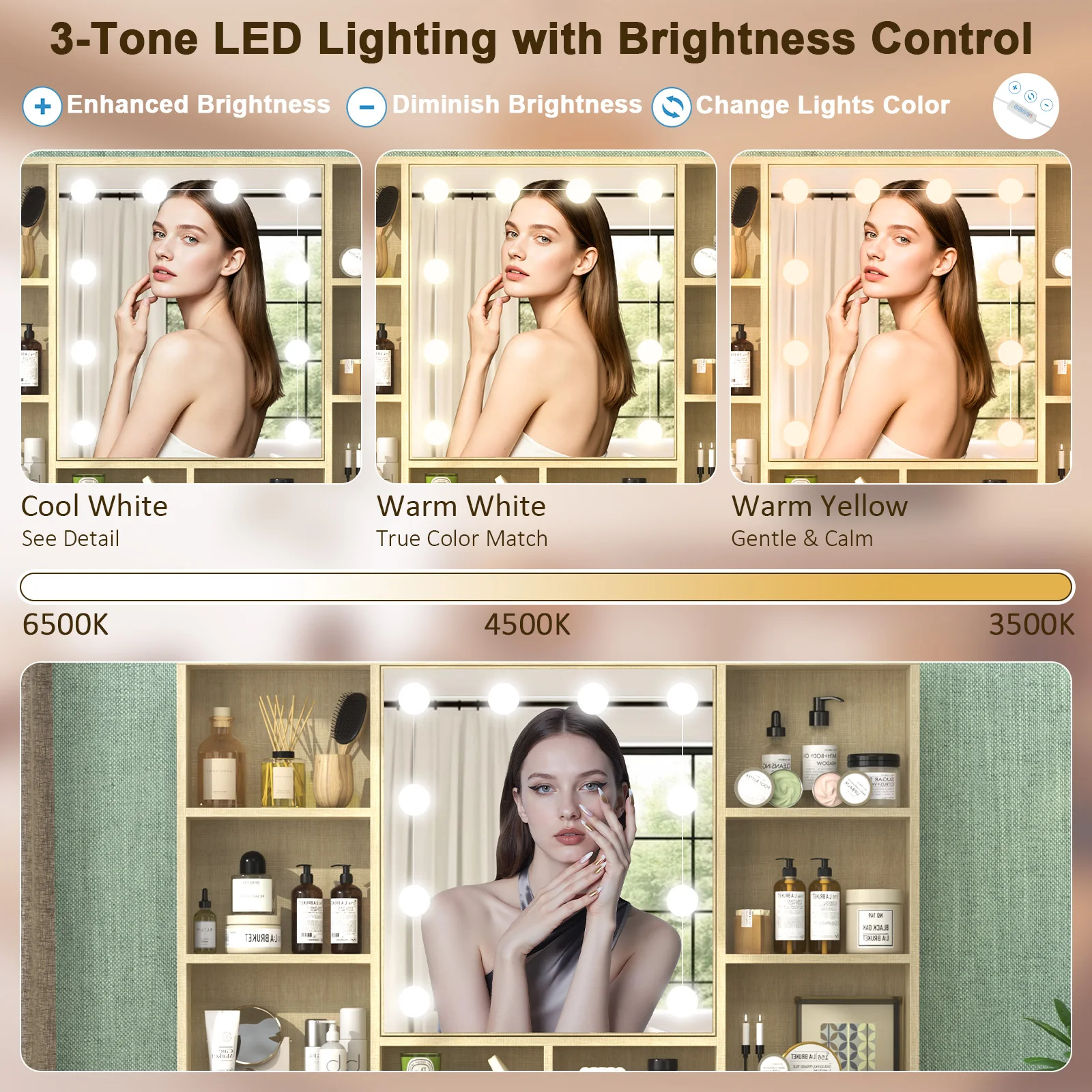 Toaletka z lustrem LED, nowocz – Office Furniture Okc recenzja i cena