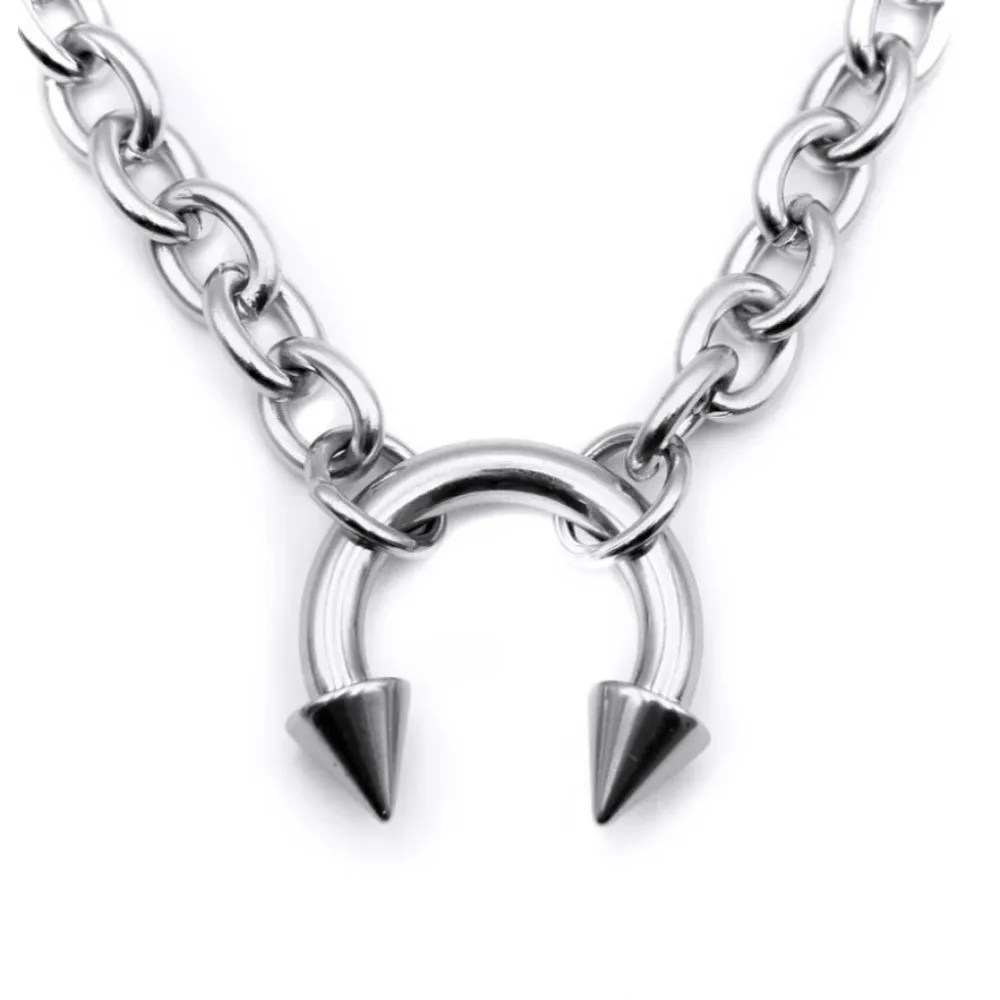 Fashion Punk Nose Clip Retro Gothic Punk Style Chain Thick Round Ring Geometric Chain Rivet Jewelry