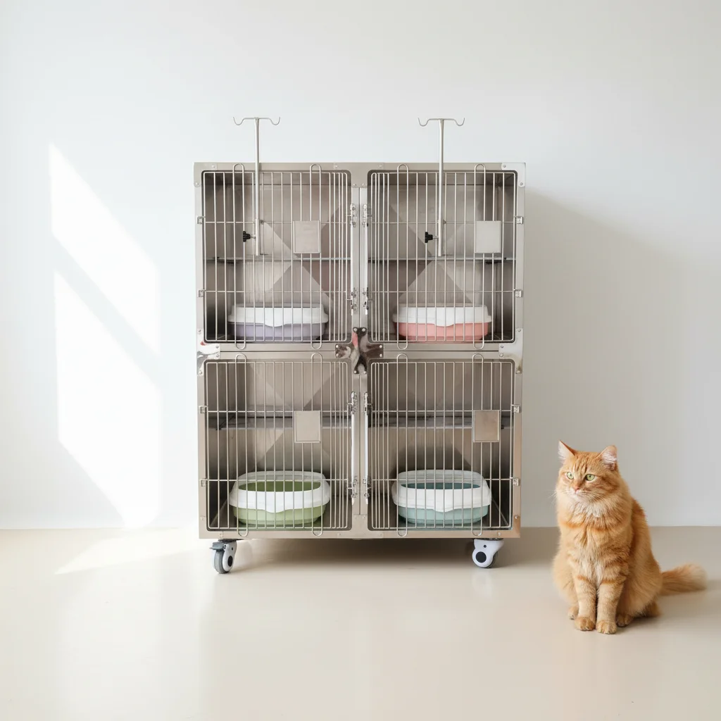 European Style Double Layer Cat Villa Fashionable Minimalist Cat Cage Solid Button Silent Scratch-Resistant Resting Platform