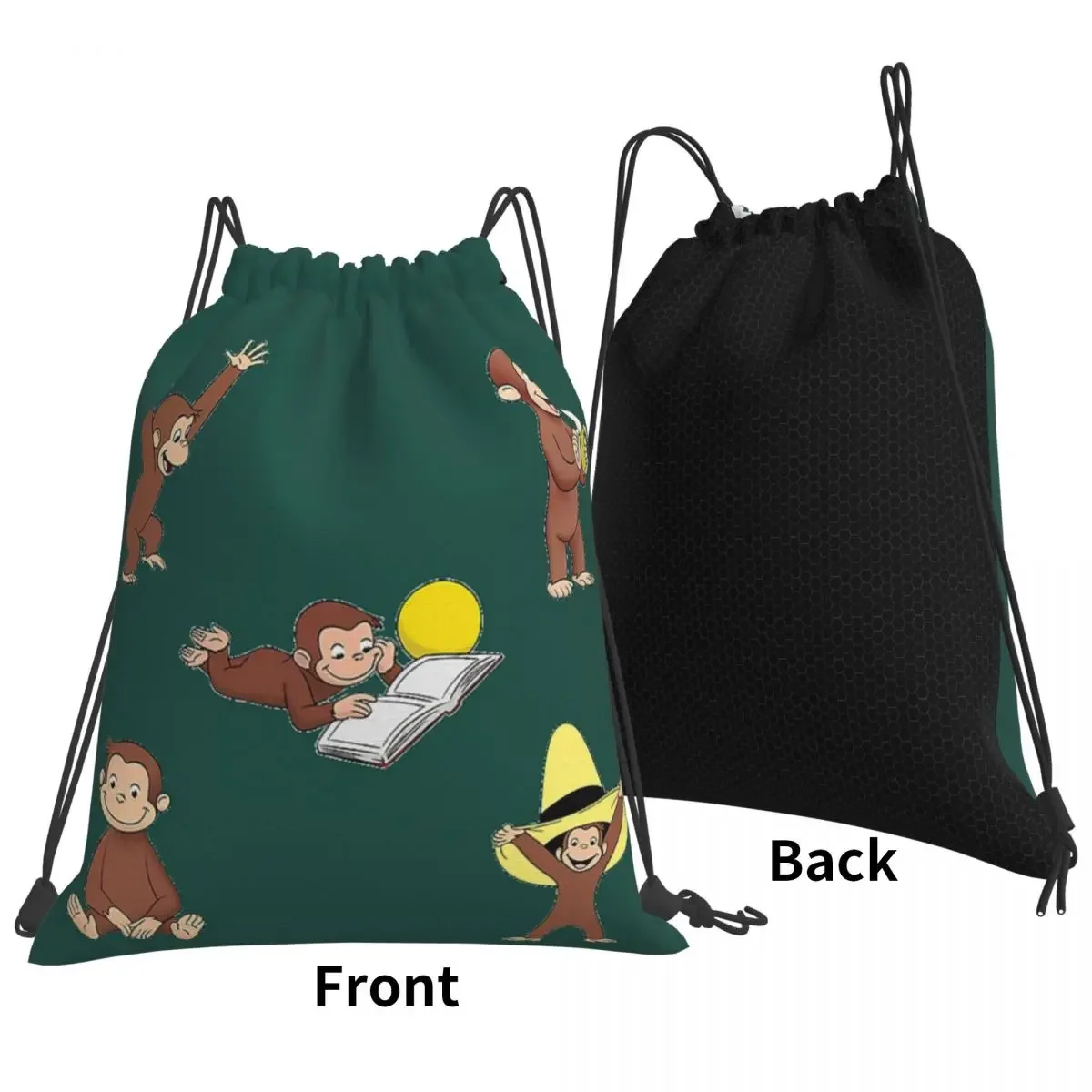 George The Curious Monkey Cartoon For Kids Pack Backpacks Drawstring Bags Drawstring Bundle Pocket Sports Bag For Man Woman