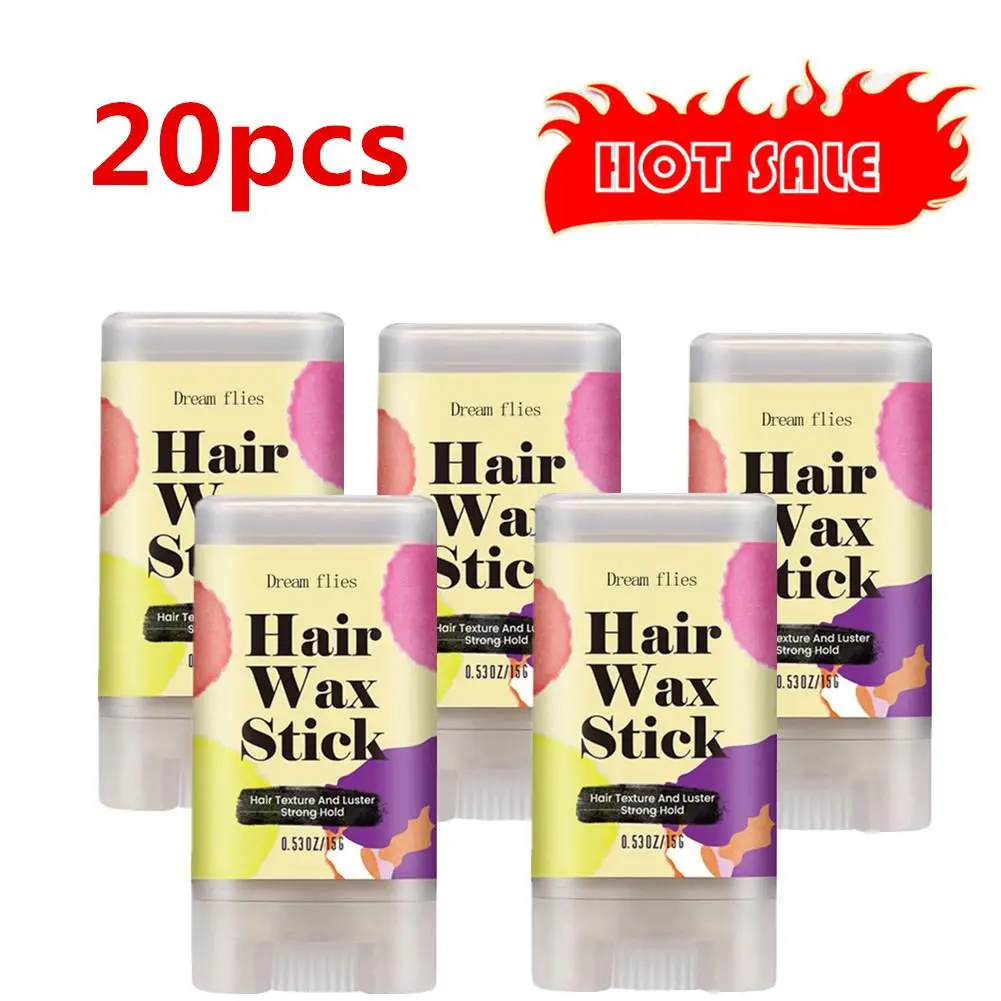 Palo de cera para el cabello, pomada de peinado de larga duración, Control de bordes, Frizz, alisado, 20 unidades