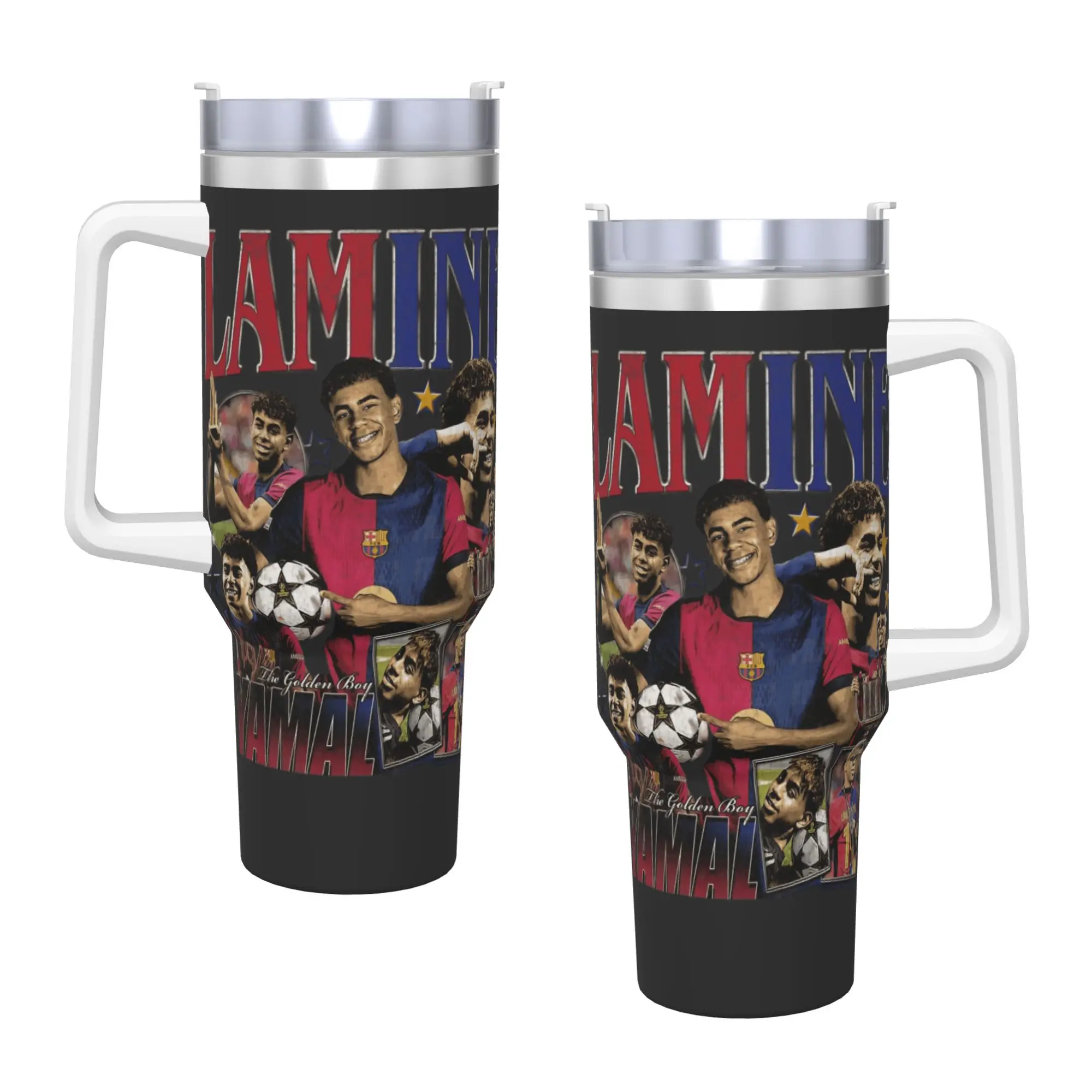 Stainless Steel Tumbler L-Lamine FootballStar y-Yamal Car Mugs With Straws  Driving Cold and Hot Water Bottle 40oz Thermal Mug