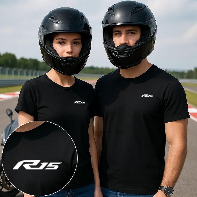 

R15 Logo Motorcycles T Shirts Fashion Men Summer Short Sleeve Cotton Bultaco Man Tshirt For YAMAHA YZFR15 YZF-R15 R15 V3 V3.0