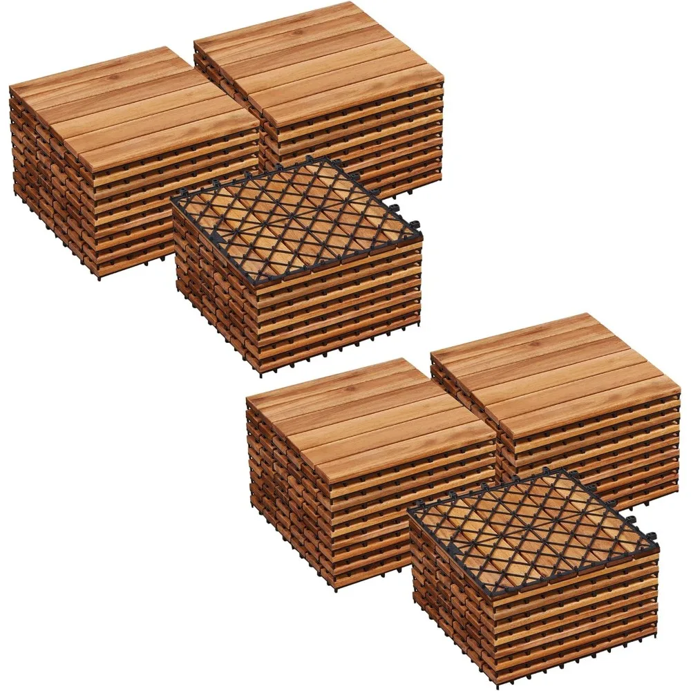 54PCS Acacia Wood Interlocking Flooring Tiles Waterproof Flooring for Outdoor & Indoor Patio, Balcony, Garden, Poolside