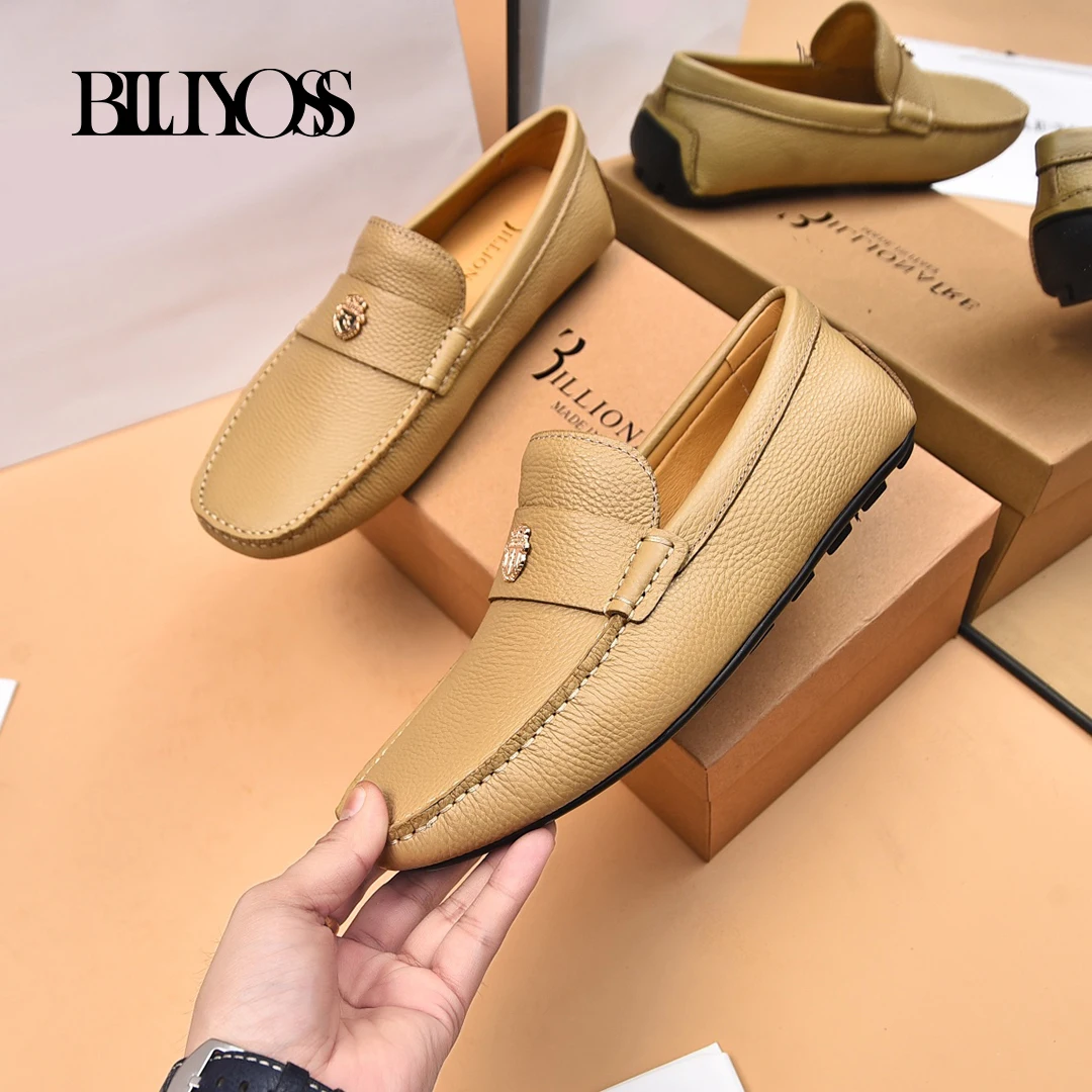 BILLIONAIRE Men Shoes 2024 new Lychee Patterned Calf Leather Comfort High Quality outdoors European big size 38-46 Metal