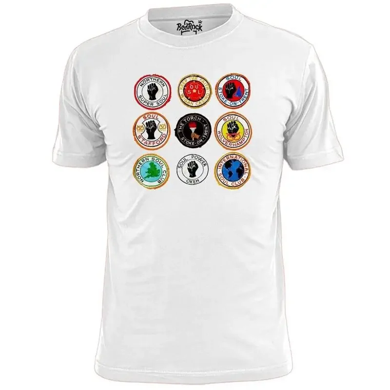 Mens Multiple Northern Soul Badges T Shirt Wigan Casino