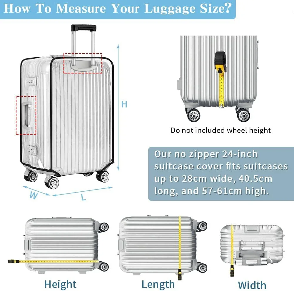 Luggage Cover Protectors,Clear PVC Suitcase Cover Set for 20-30inch luggage,Waterproof Suitcase Covers for Tsa Approved