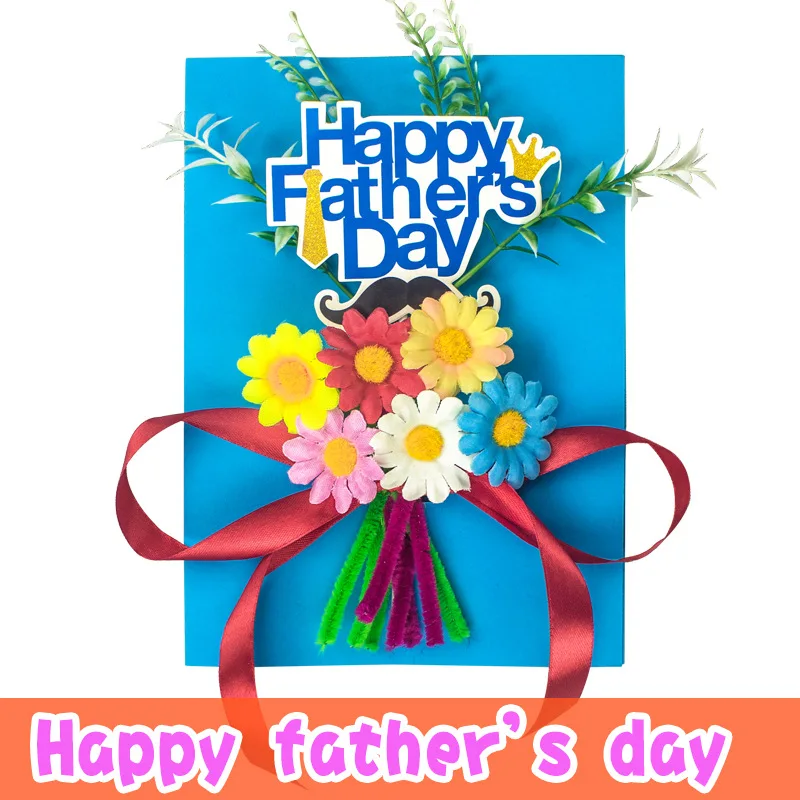 Father's Day Greeting Card Children's Creative Handmade Diy Making Material Package Kindergarten Thank You Card for Dad Gift