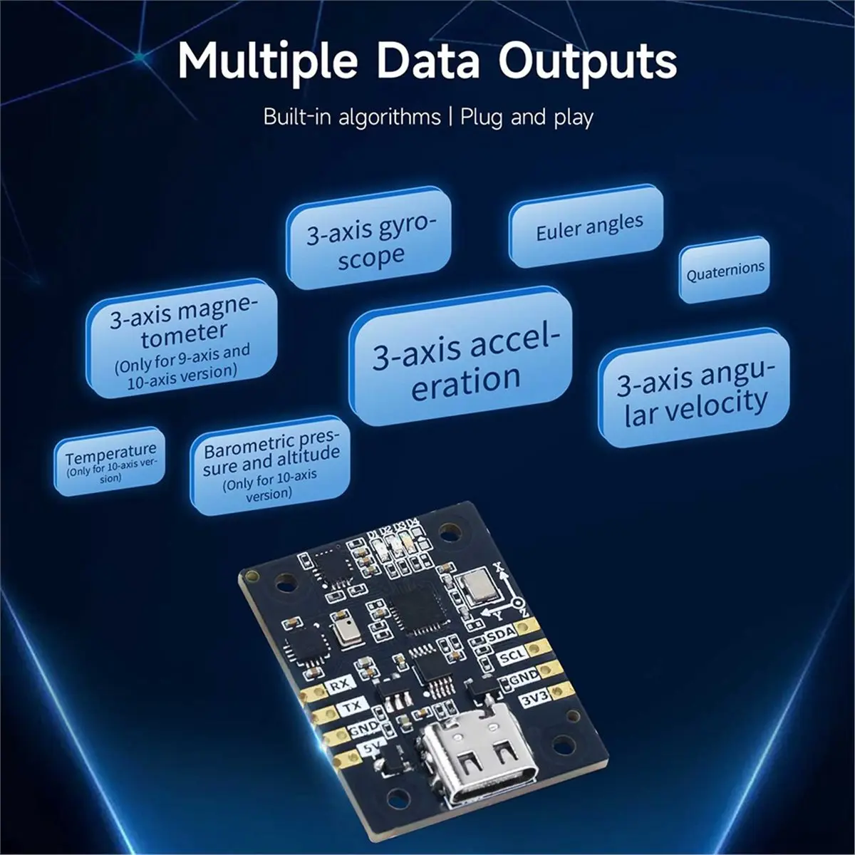 9- IMU Module High- Attitude Sensor Module Support AHRS Attitude Calculation for ROS Robot