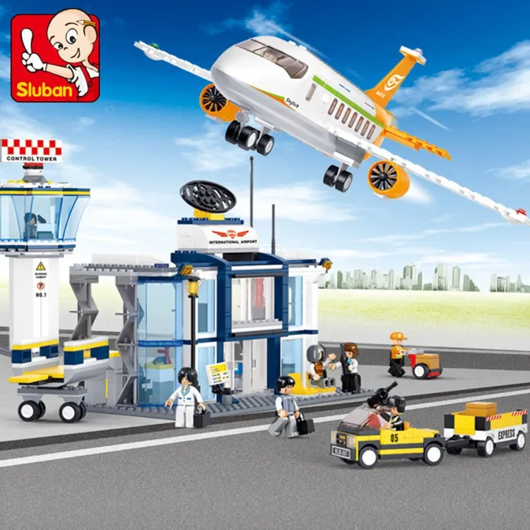 Sluban 0367 Building blocks International airport boy small particle piecing and assembling toys