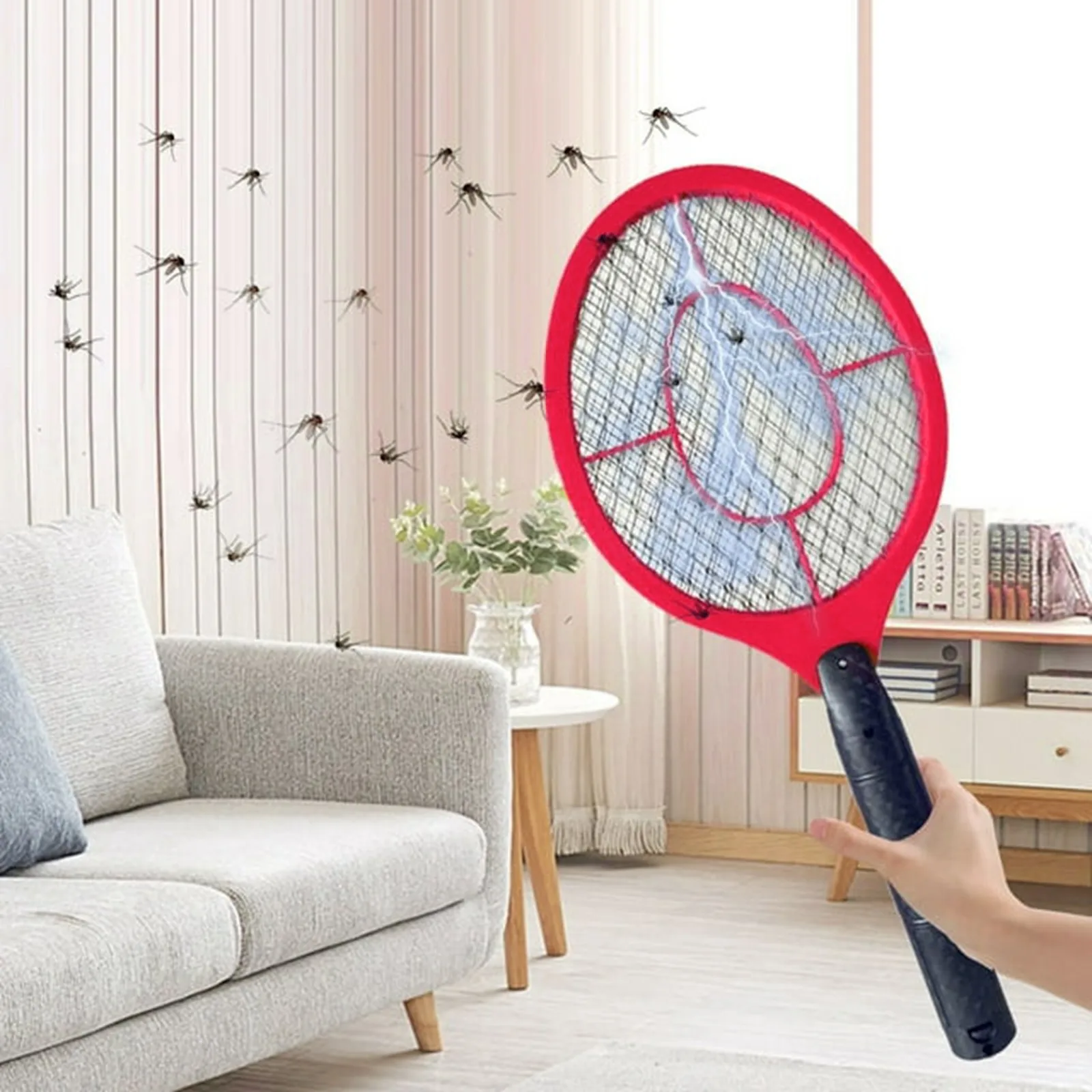 Electric Fly Swatter Outdoor/Indoor For Battery Operated Tennis 2 AA Batteries Home Electric mosquito Swat Lightweight outdoor