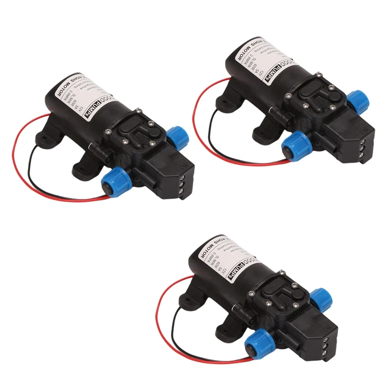 

3X Black DC 12V 60W High-Pressure Mini Membrane Water Pump Automatic Shutdown 5L / Min