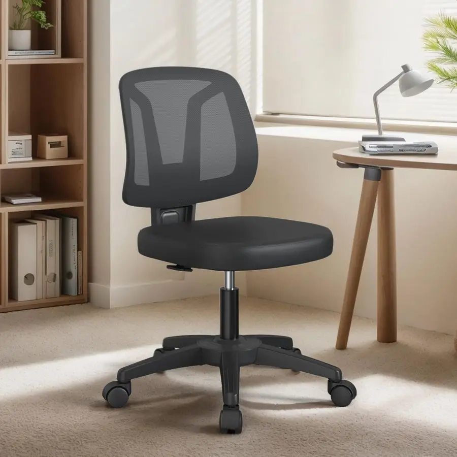 

Swivel Small Task Desk Office Chair Without Arms Height Adjustable with Rolling Wheels for Small Spaces Adult and Child