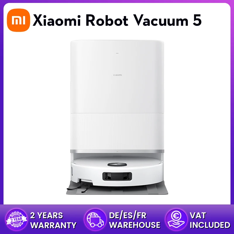 Xiaomi Global Version Robotstofzuiger 5, nominaal vermogen 55W, nominaal capaciteit 4800mAh, bediening via app, slimme spraakbediening, zuigkracht 20000Pa, uitbreidbare dweil en zijborstel,