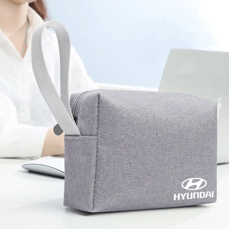 Storage Bag USB Data Cable Organizer Box Bag For hyundai Accent Azera Elantra ioniq Palisade Tucson Tuscani Veloster Accessories