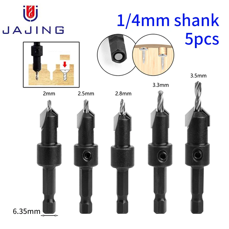 

1pc 1/4 Hex Shank HSS Countersink Woodworking Router Bit set Milling Cutter Screw Extractor Remon Demolition Wood Core Drill Bit