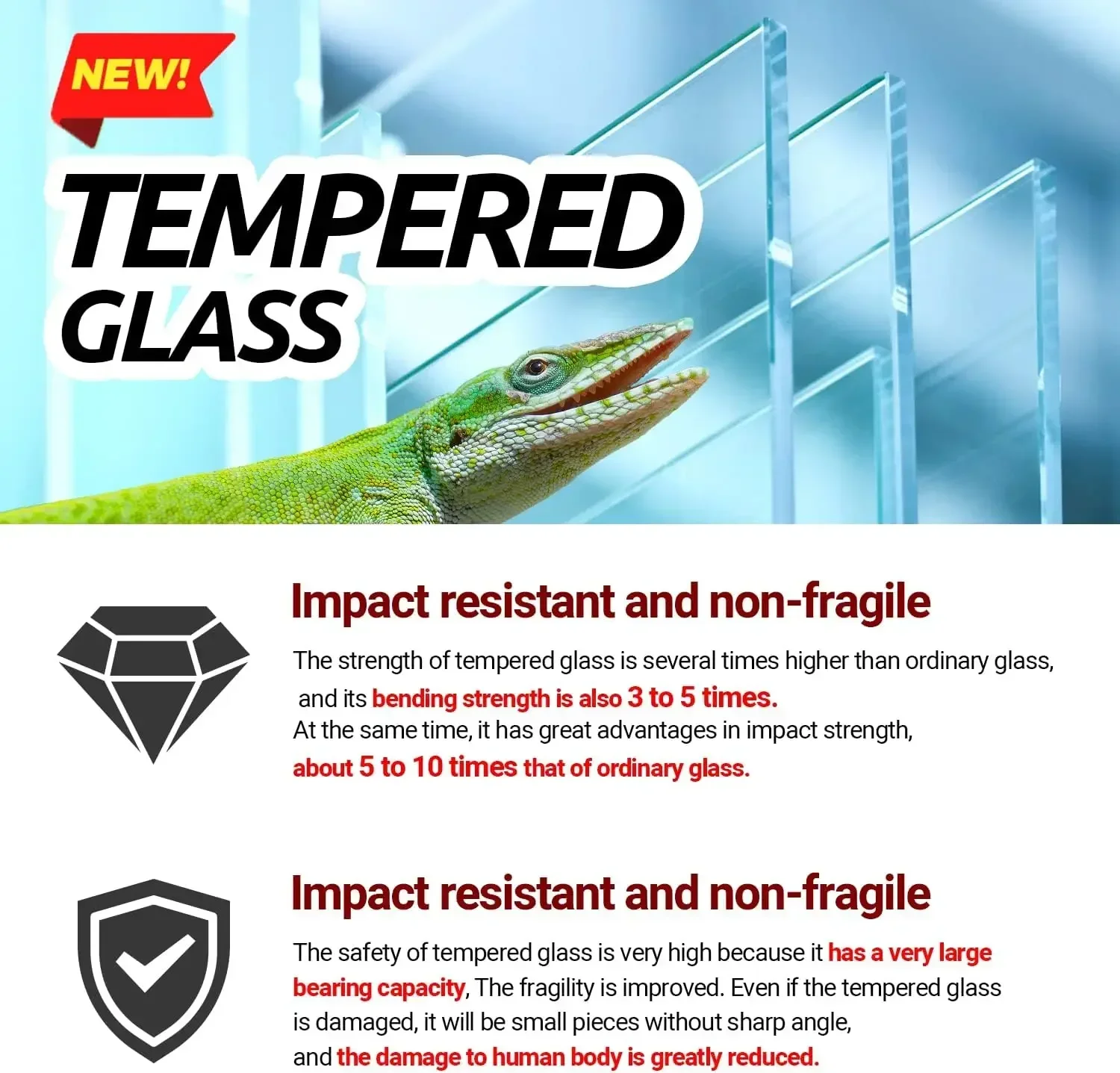 Glass Extra-Long Terrarium Habitats 48" x 18" x 18" Reptile Amphibians Large Enclosure for Snake/Bearded Dragon/Lizard ect. - view 4