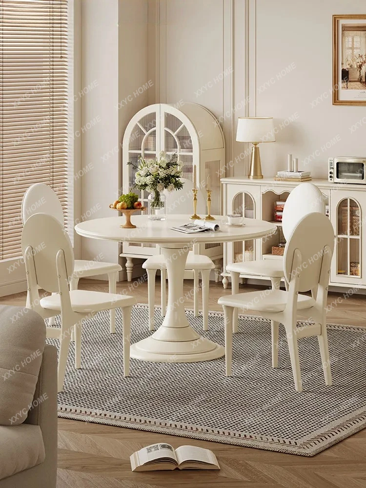 Lstyle all solid wood round dining table white round 1.2 meters household dining table