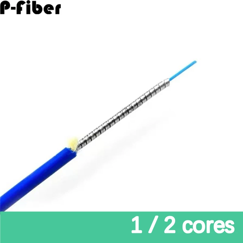 

armored cable 100m 1cores 2 cores ratproof optical fiber wire indoor waterproof stainless steel 100mtr 1c 2c