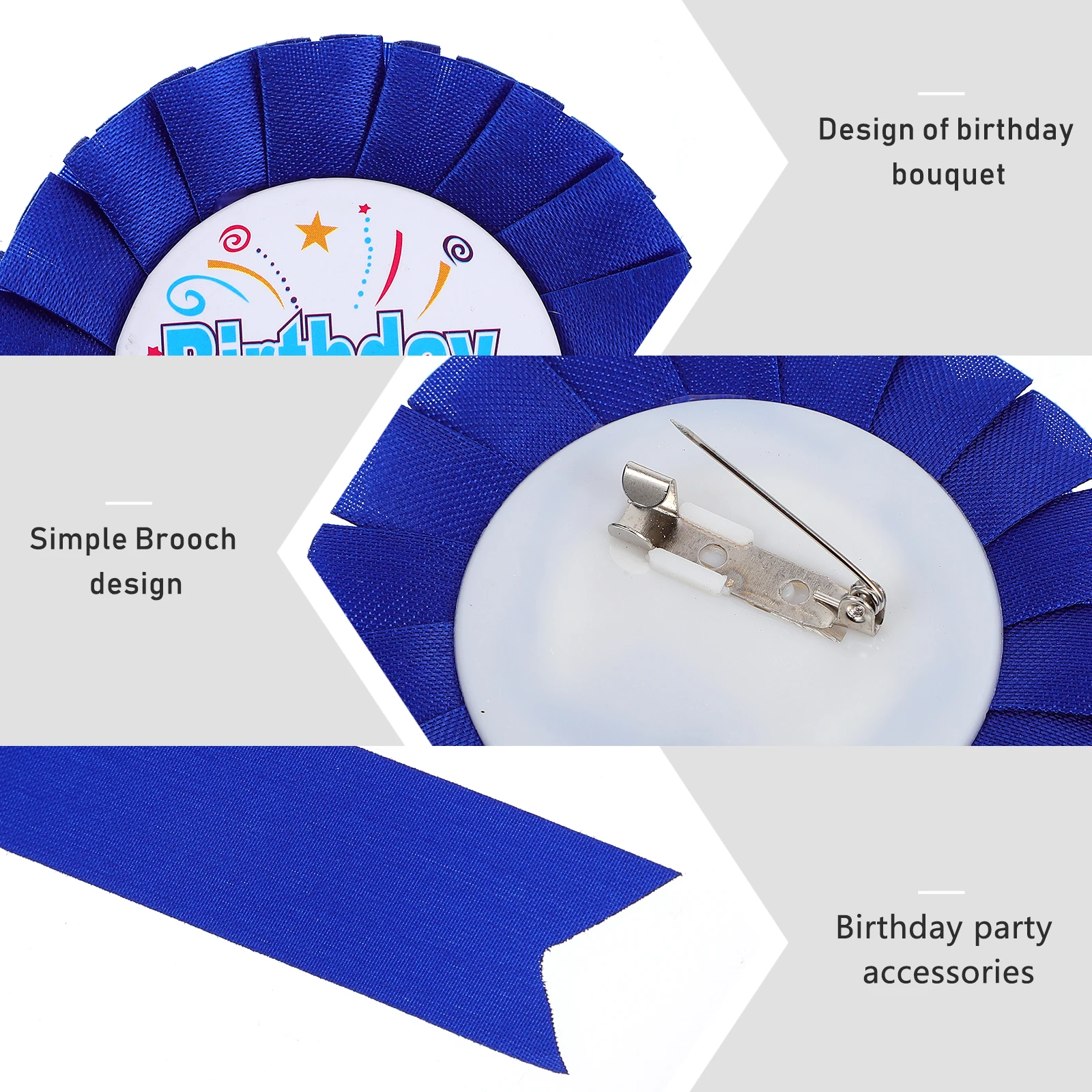 

10pcs Boys Birthday Corsages Ribbon Brooch Pin Birthday Brooches Party Supplies Decor Accessory Photo Breastpin Celebratory