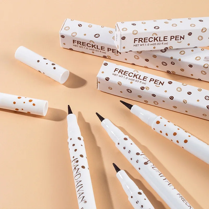 Natural Freckle Pen, de longa duração, impermeável, ponto, criar sem esforço sunkissed maquiagem, macio marrom Freckle Pen, 4 pcs