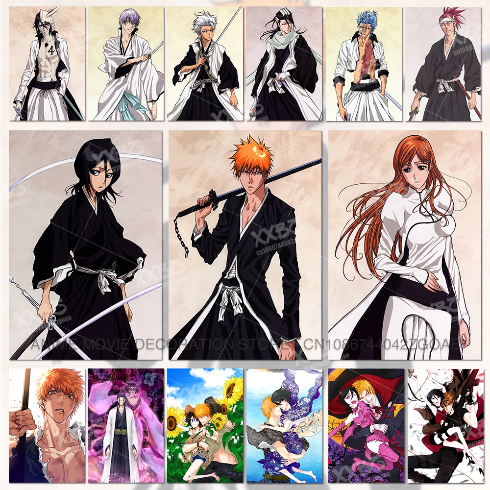 

Bleach Canvas Painting Kuchiki Rukia Home Decor Pictures Kurosaki Ichigo Printed Anime Poster For Living Room Wall Art No Frame