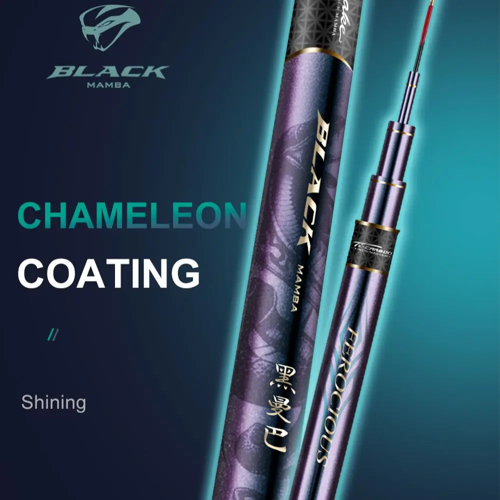 Histar Black Mamba 3.6m-9.0m 5 Sections Super Hard Action Chameleon Coating Lightweight Crossline C Tape High Carbon Fishing Rod