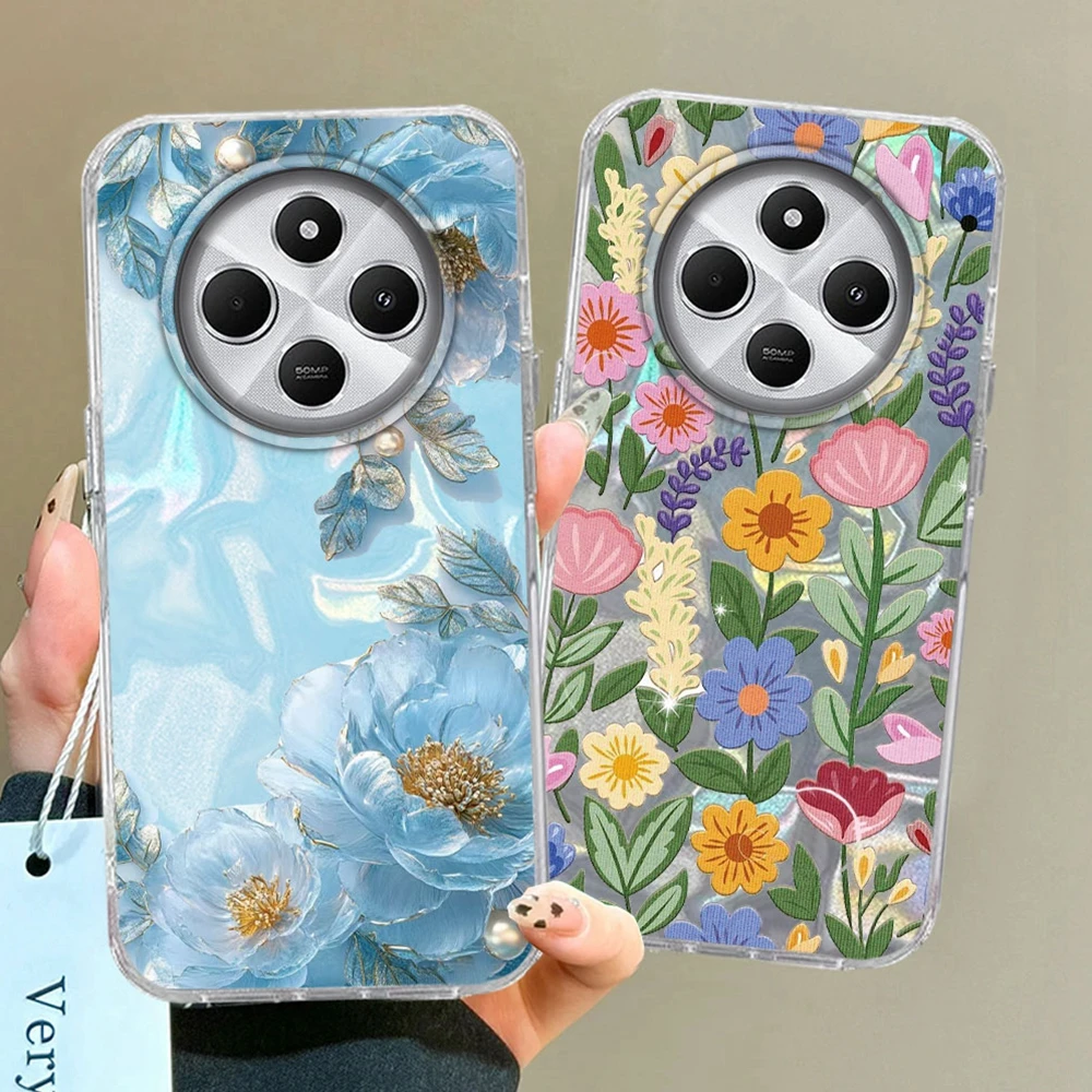 Blaue Rose Blumenmädchen Handyhülle für Xiaomi Redmi 15C 14C 13C A3 A1 A2 9A A5 9C Note 15 14 13 12 11 10 11S 10S 8 9 Pro 5G Abdeckung