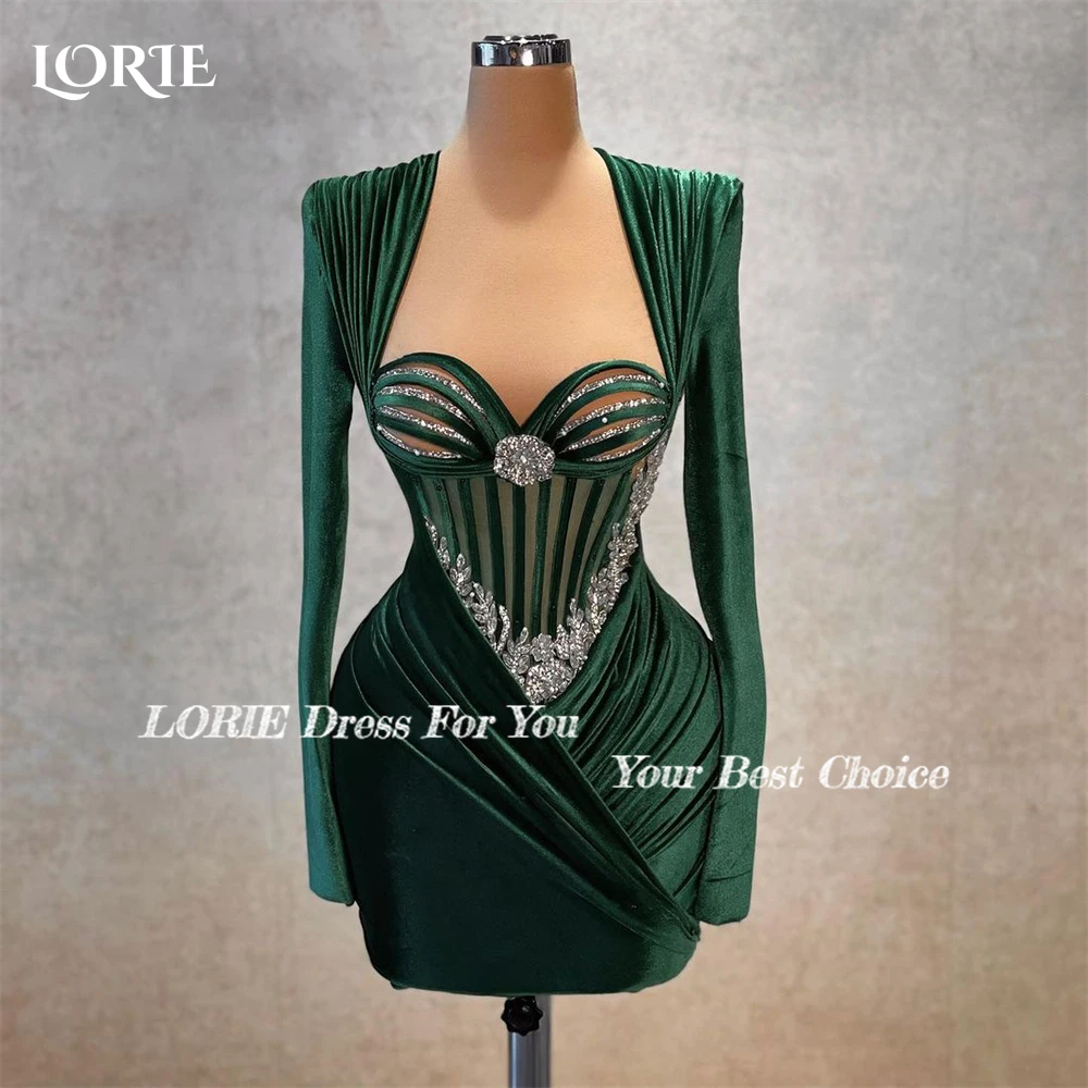 LORIE-Robe de cocktail scintillante émeraude avec plis en dentelle, robes de soirée formelles, chérie Mini Rotterdam, os, fête de mariage, quoi que ce soit