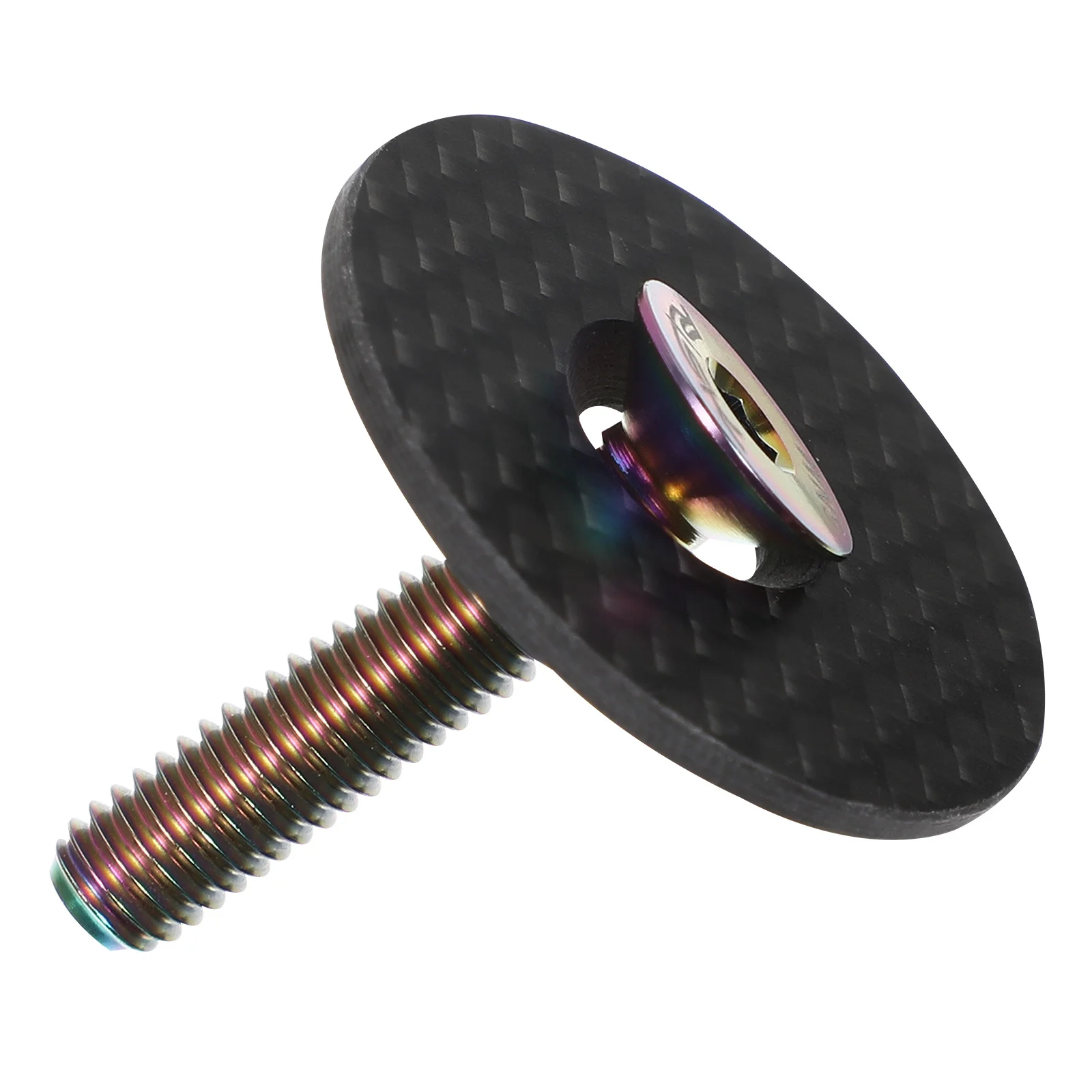 

1Set Carbon Fiber Bike Headset Cap Durable Titanium Alloy Road Bike Bowl Cover Easy Install Headset Cap Bowl Cover