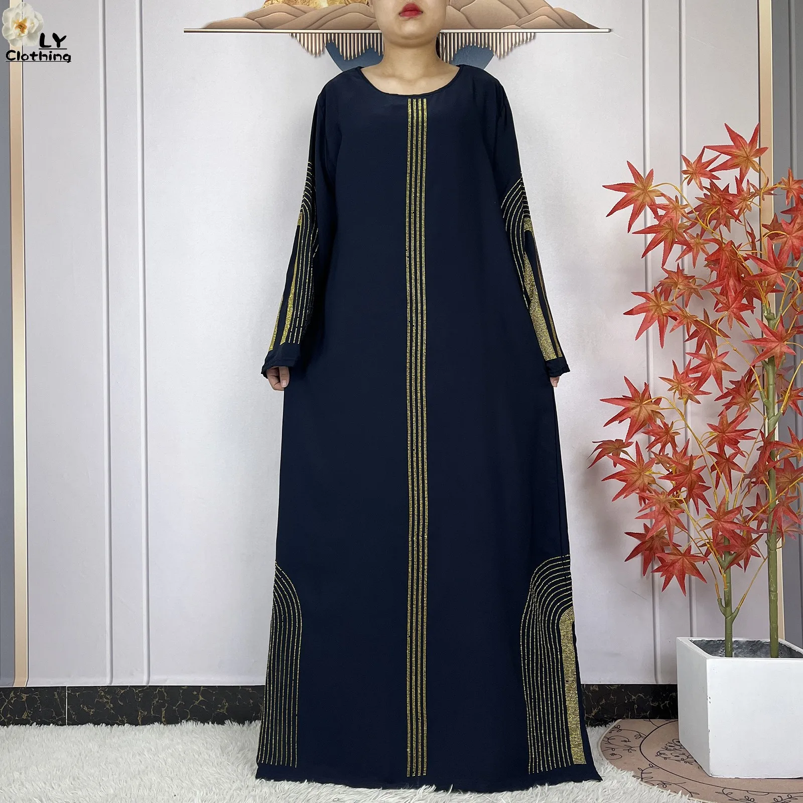 2024 New Muslim Chiffon Abayas For Women Robe Caftan Dubai Islam Clothing African Abaya Long Sleeved Fashion Dress With Turban