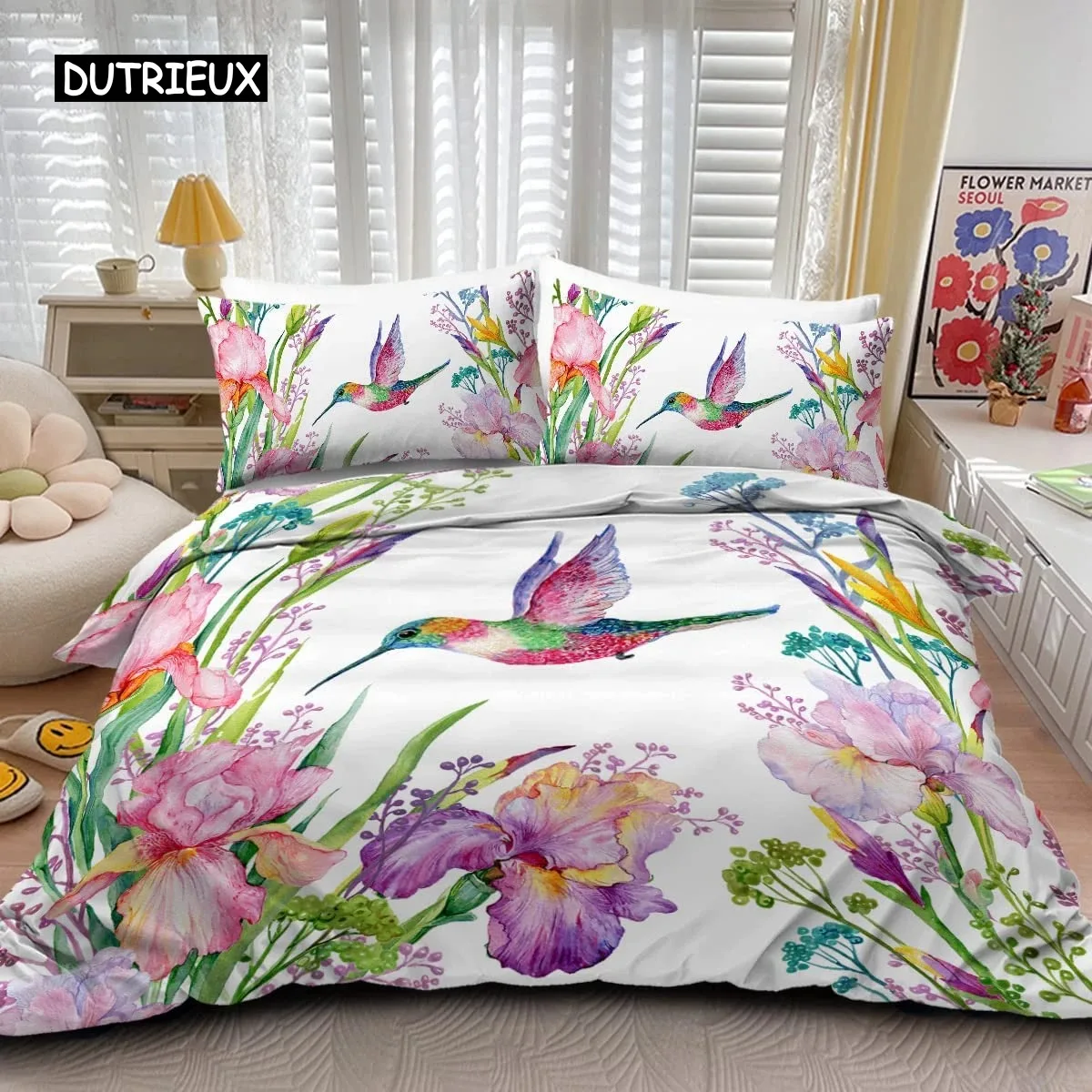 

Tropical Birds Duvet Cover Patterns Exotic Luxury Duvet Cover European Design Retro Duvet Cover Bedding Sets for Bedroom Women