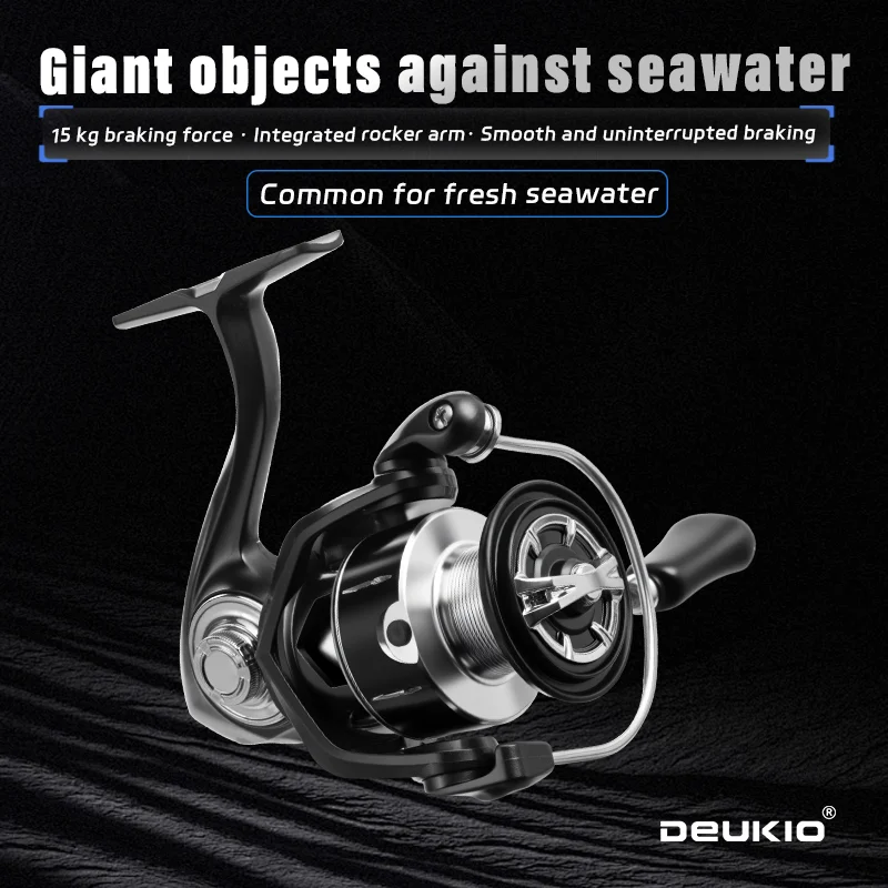 deukio-新しい釣りスピニングリールギャップなし金属スプール-15-キロビッグドラッグパワー-4-1bb-ネジハンドル海水淡水釣り