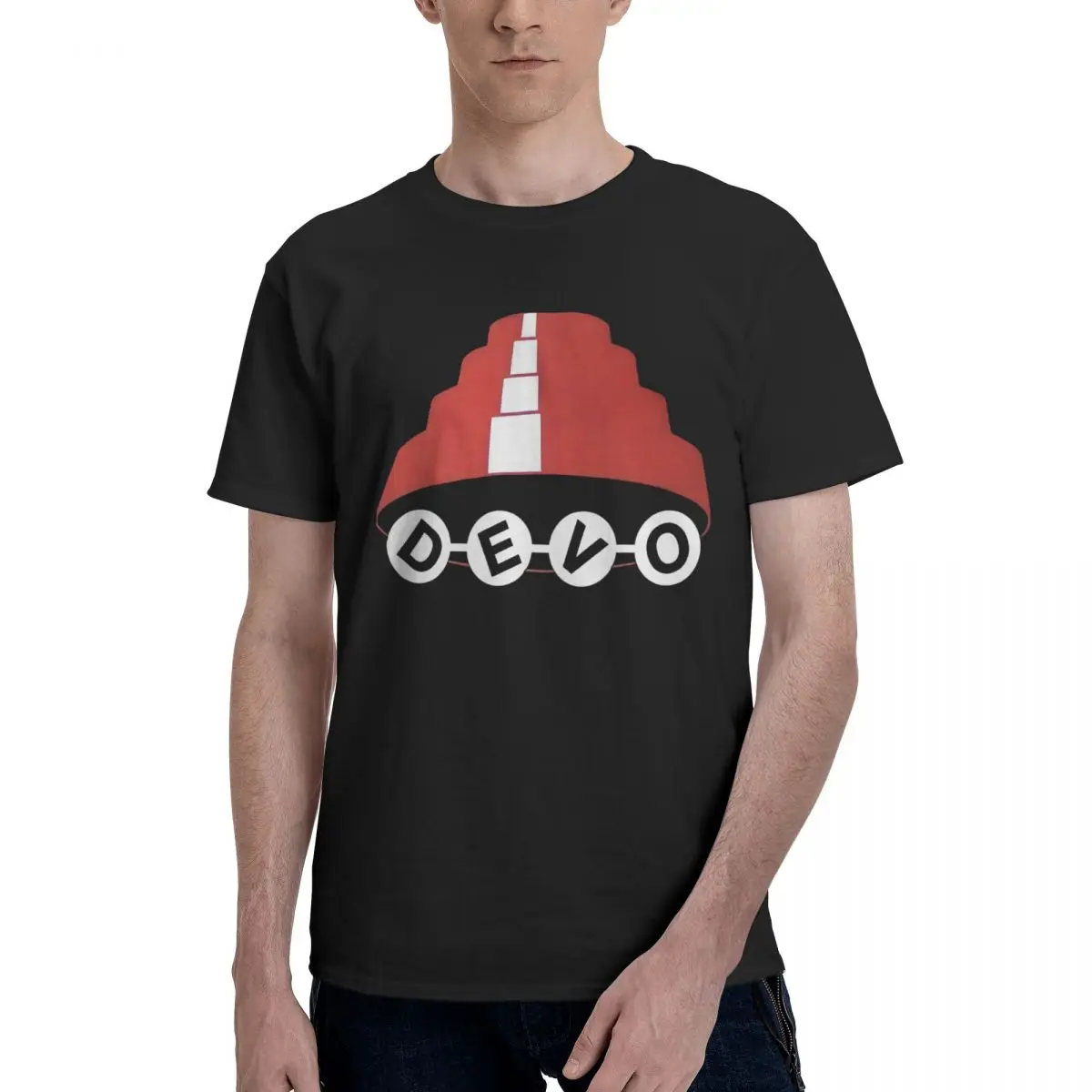 

Devo Dome, Red Dome Design 100% Cotton Casual Breathable Confortable Anime Men's Clothing Deals Men Clothes